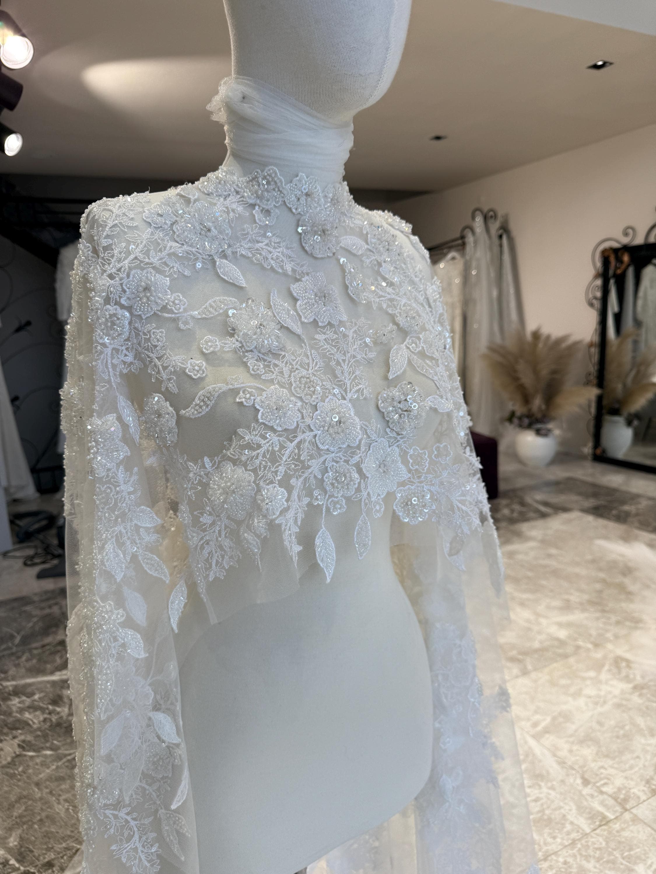 Modest Satin Hijab Wedding Dress – Custom Islamic Gown with Long Sleeves & Train - image 3