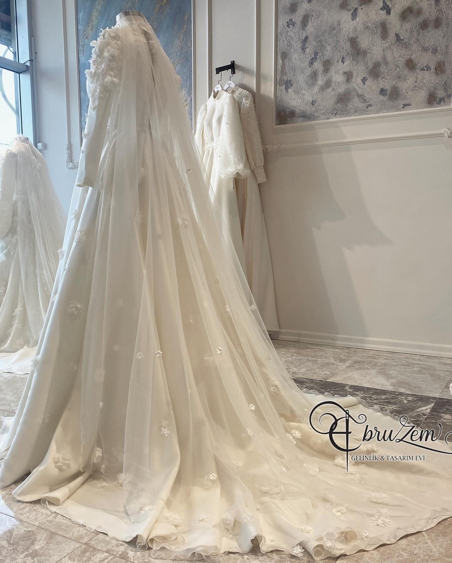 muslim Wedding Dress – Handcrafted Beaded Lace A-Line Bridal Gown, Long Sleeve Hwedding dress - image 4