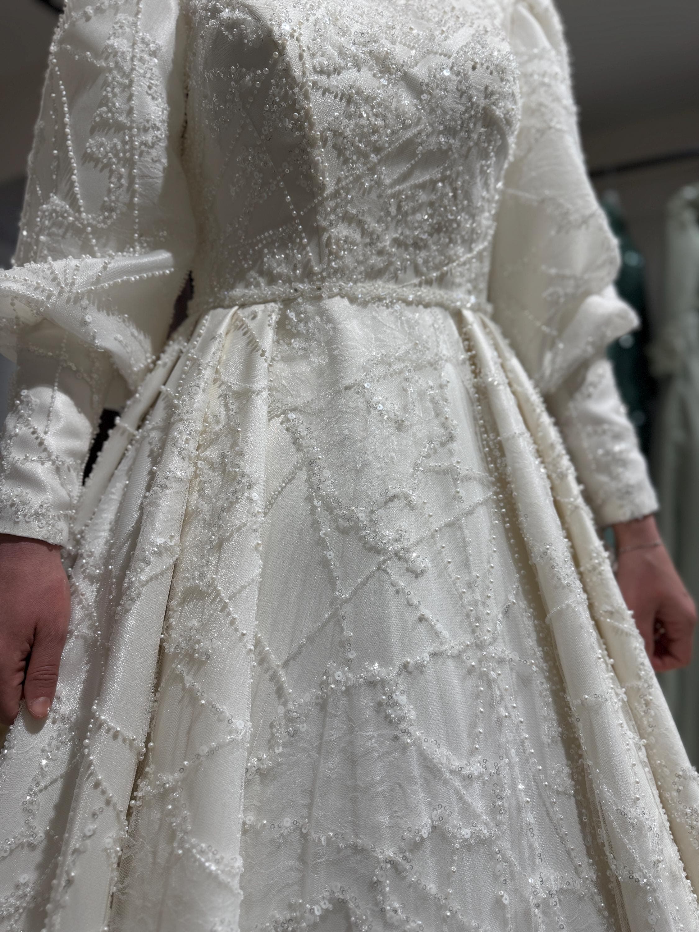 Lace Islamic Wedding Dress: Long Sleeve A-Line Bridal Gown - image 5