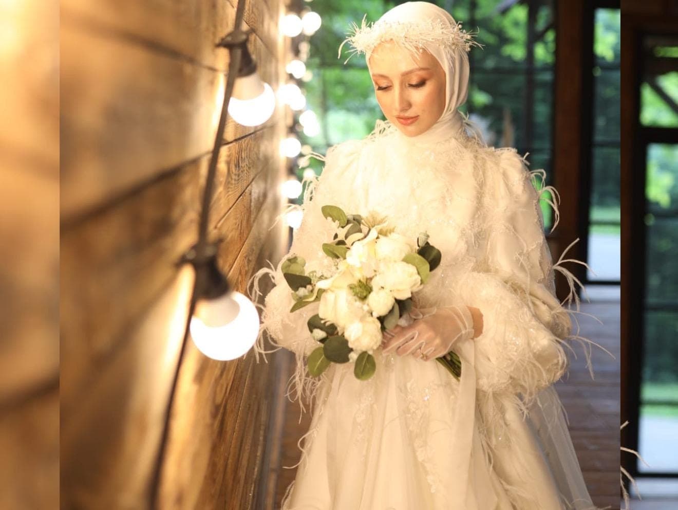 Boho Hijab Wedding Dress – Modest Gown with Lace & Long Sleeves on Silk Satin - image 5