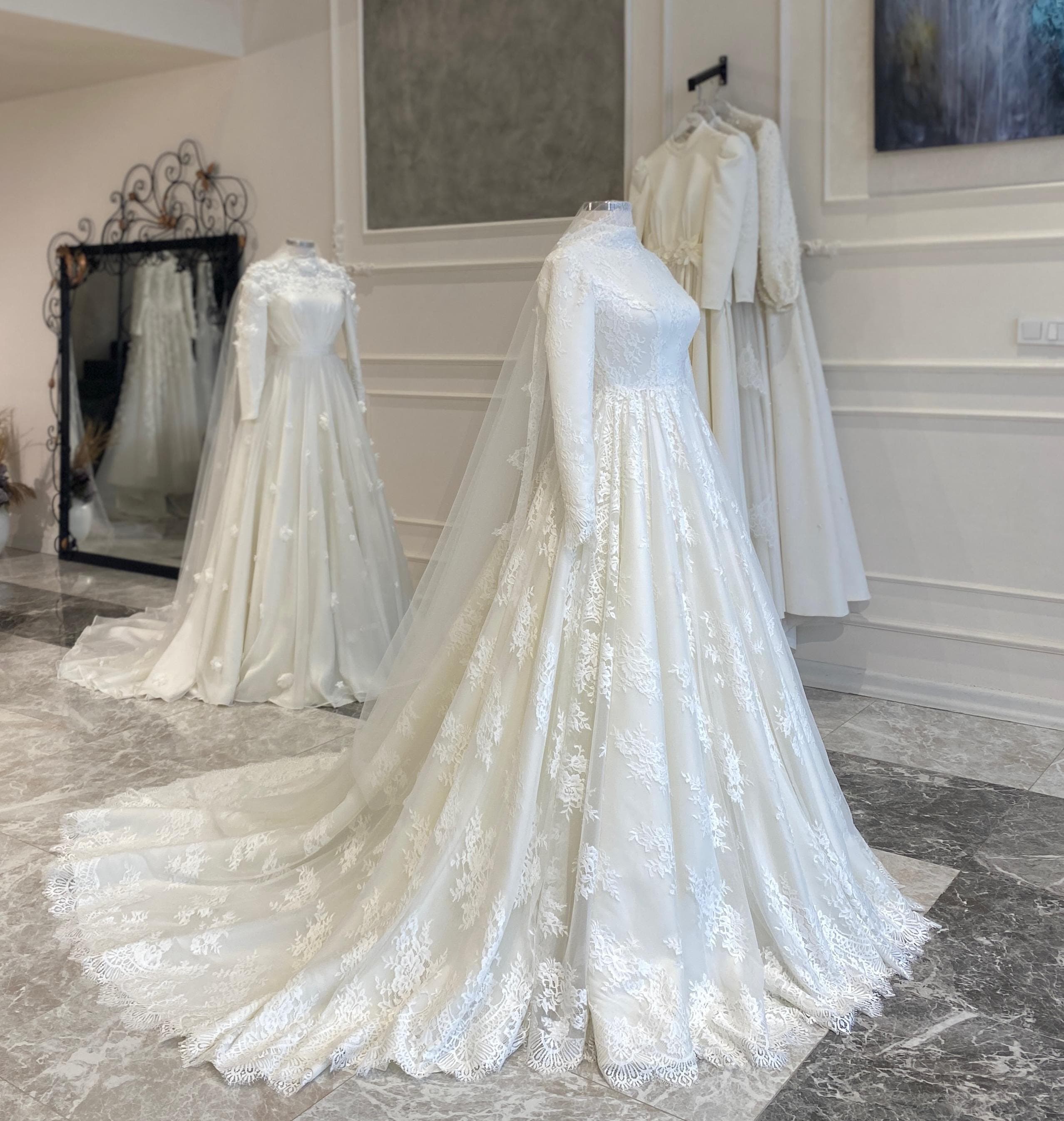 Lace A-Line Wedding Dress – Long Sleeve Modest Bridal Gown - image 5