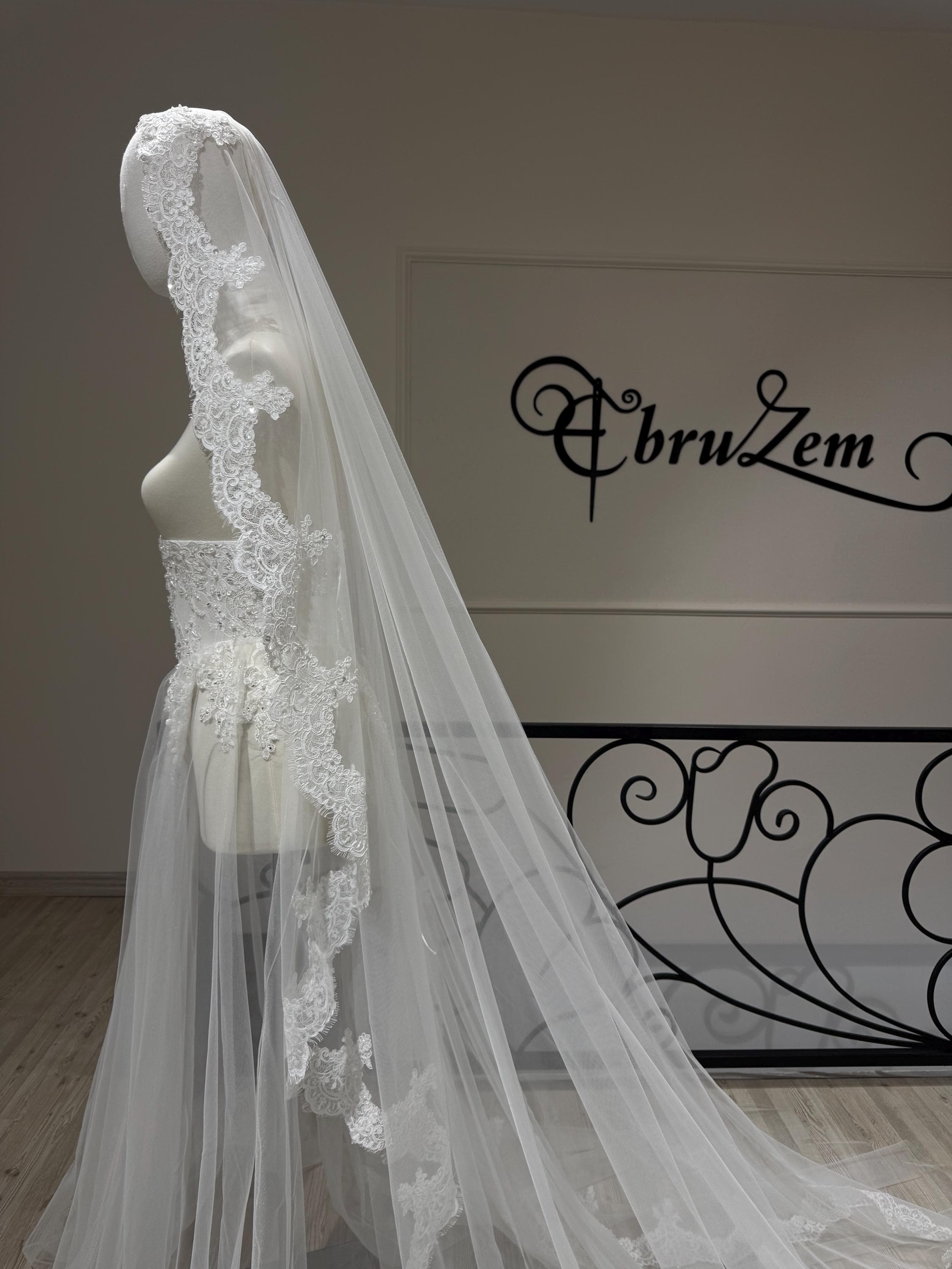 Romantic Chapel-Length Veil – Soft Tulle Two-Tier Bridal Veil with Stylishly Raw Edge - image 3
