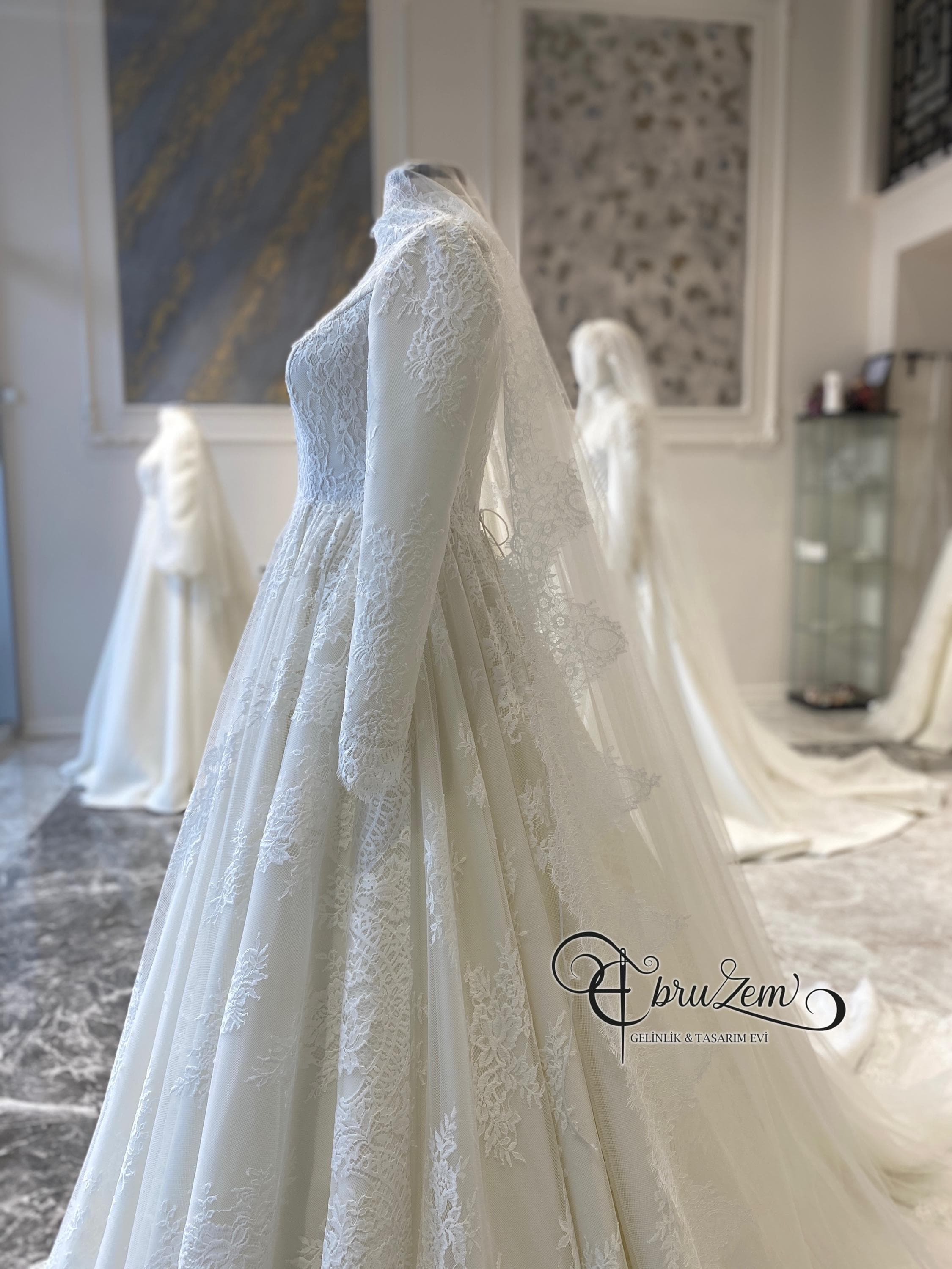 Lace A-Line Wedding Dress – Long Sleeve Modest Bridal Gown - image 4
