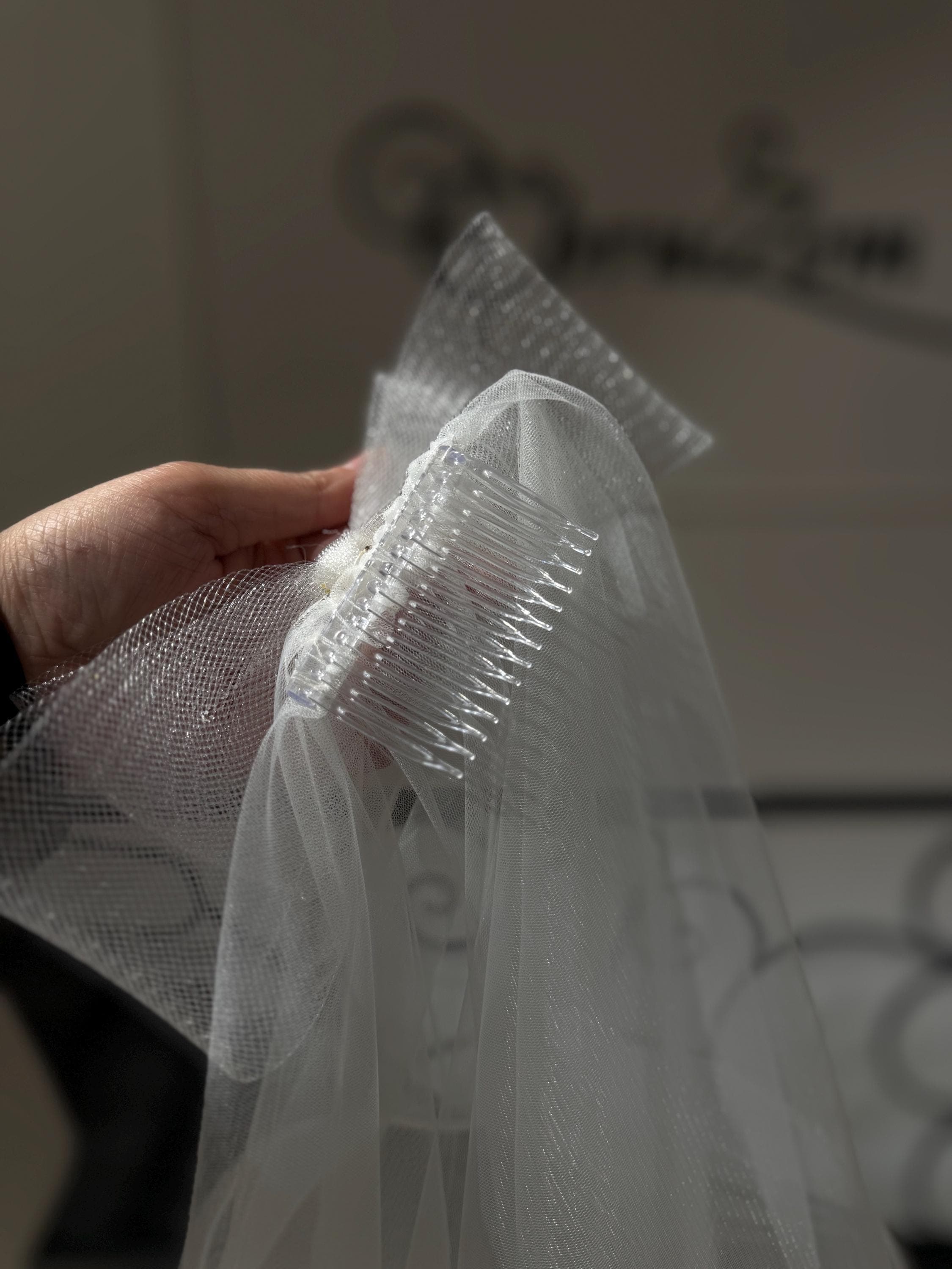 Short Floral Bridal Veil | Handmade Tulle Design - image 5