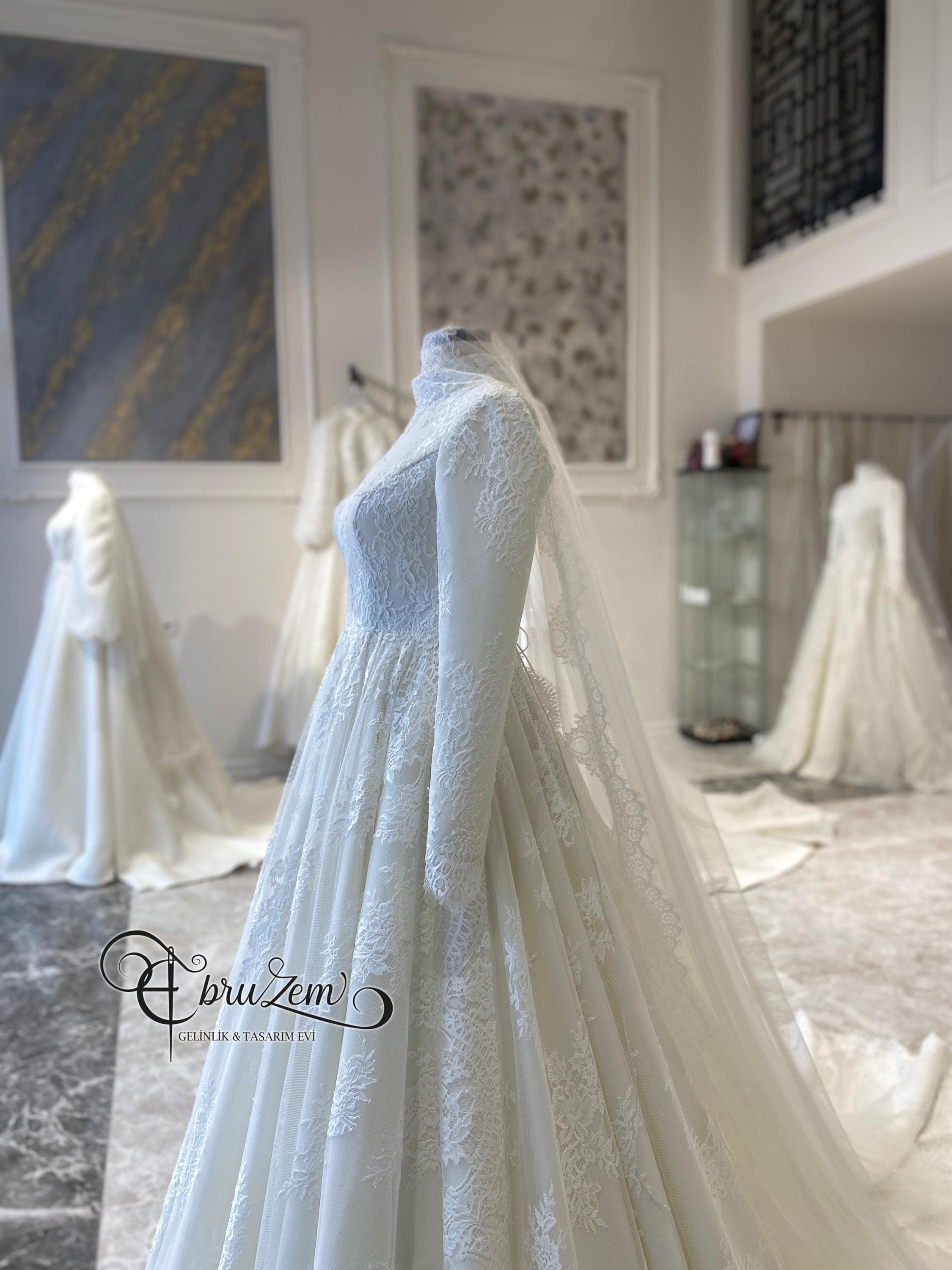 Lace A-Line Wedding Dress – Long Sleeve Modest Bridal Gown - image 3