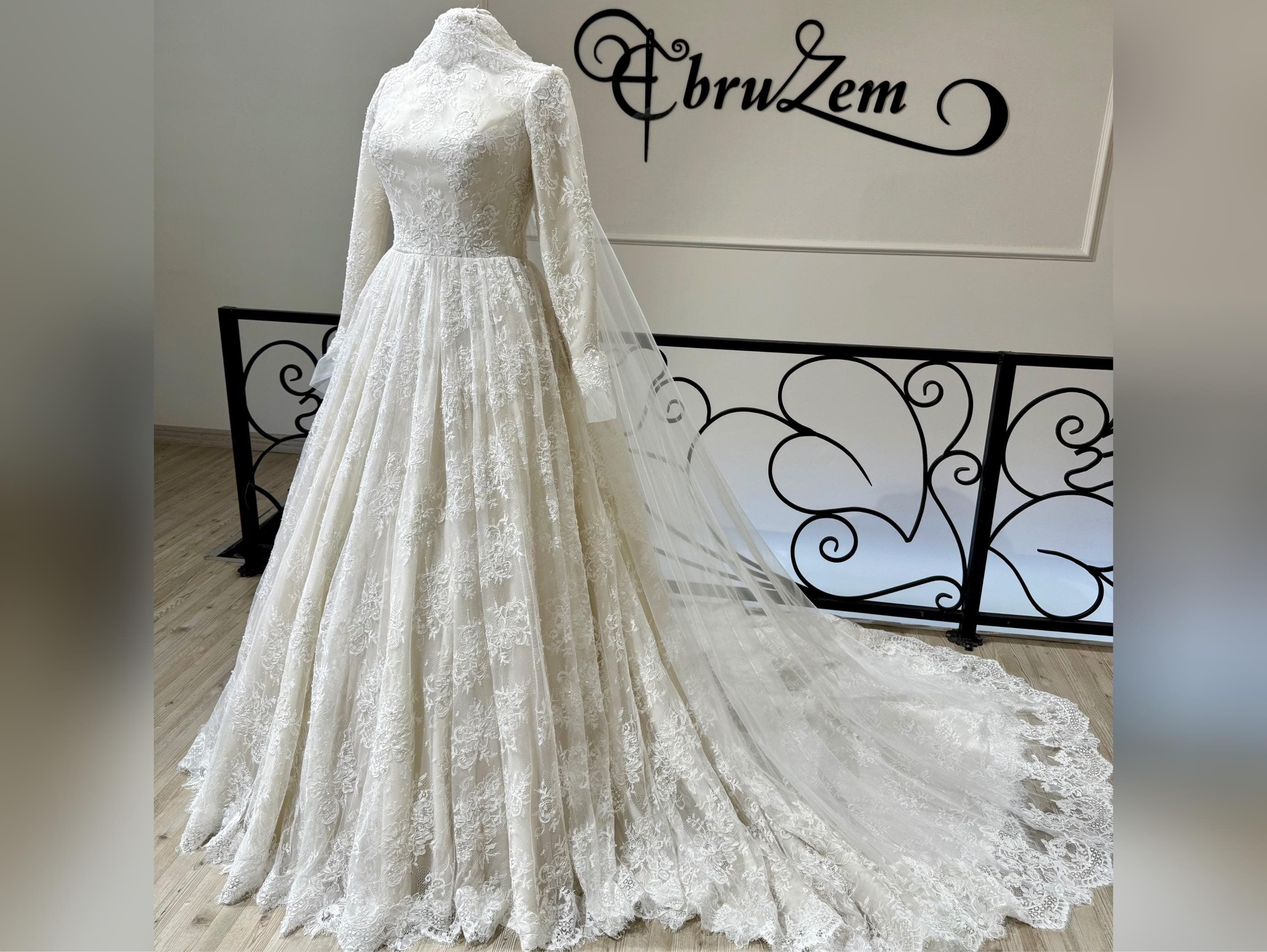 Wedding dress Full Lace Wedding Dress | Modest Hijab Bridal Style bridal gown