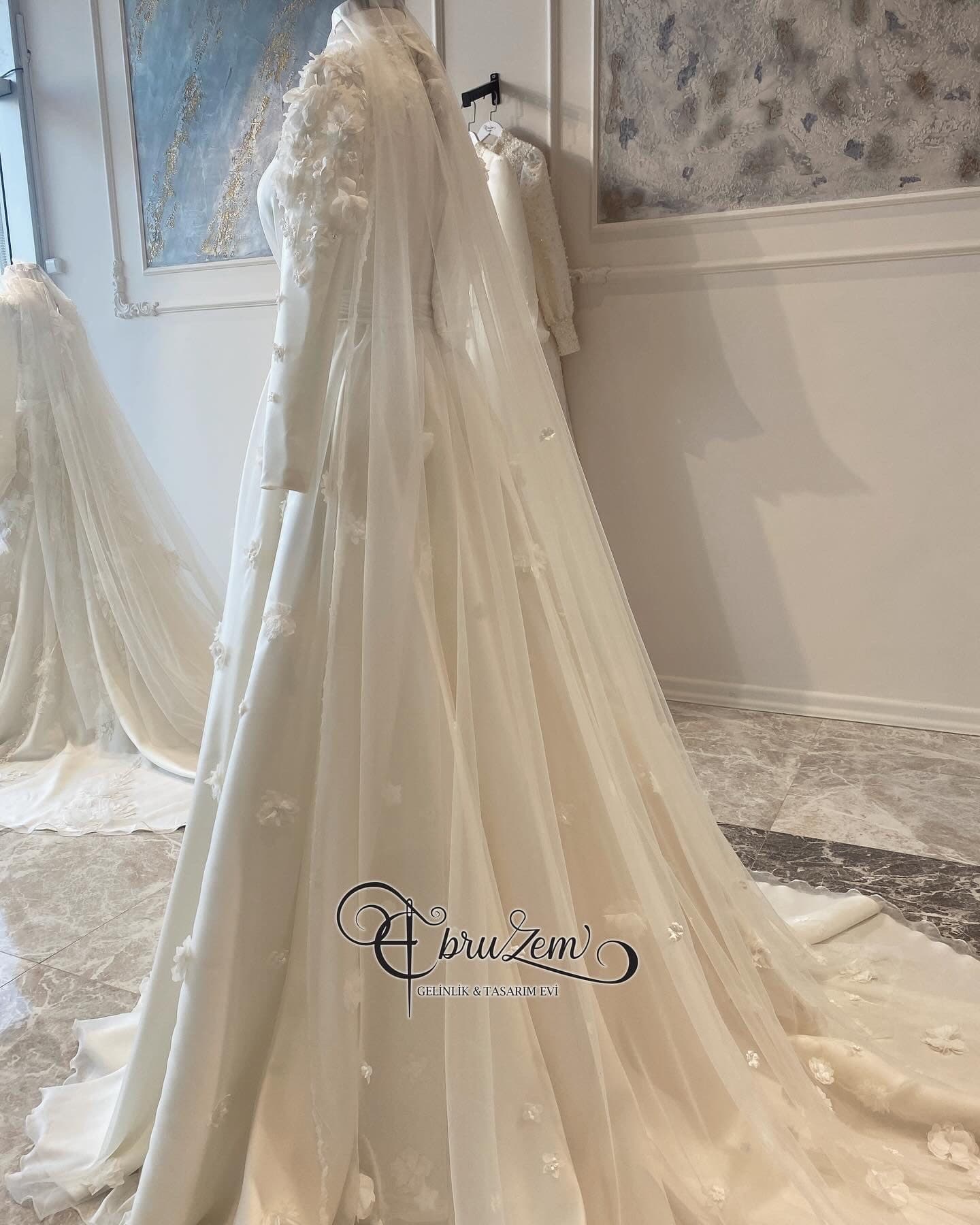 muslim Wedding Dress – Handcrafted Beaded Lace A-Line Bridal Gown, Long Sleeve Hwedding dress - image 5