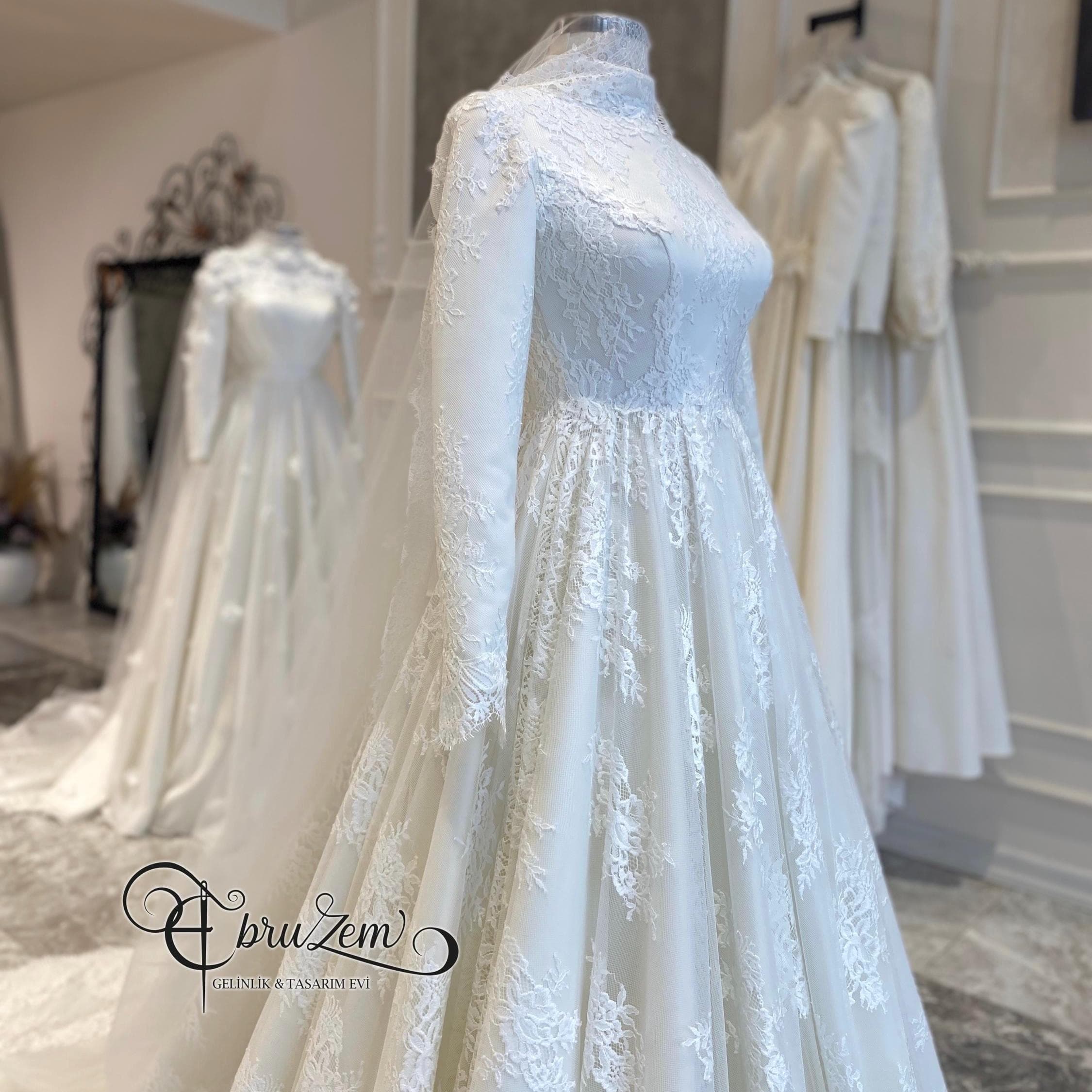 Lace A-Line Wedding Dress – Long Sleeve Modest Bridal Gown