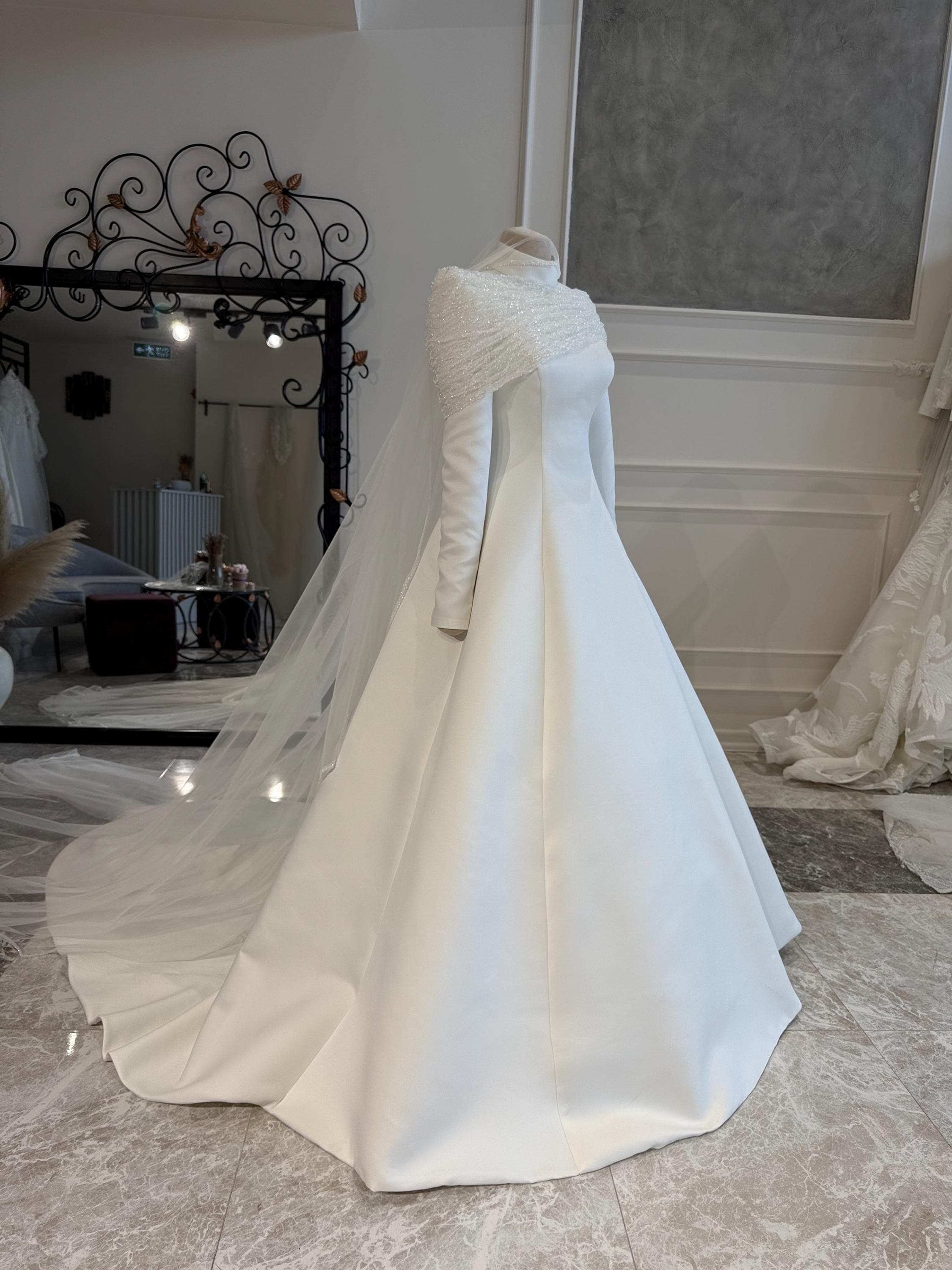 Muslimah Bride Dress, Custom Satin Hijab Wedding Dress,  Elegant Bridal Gown - image 5