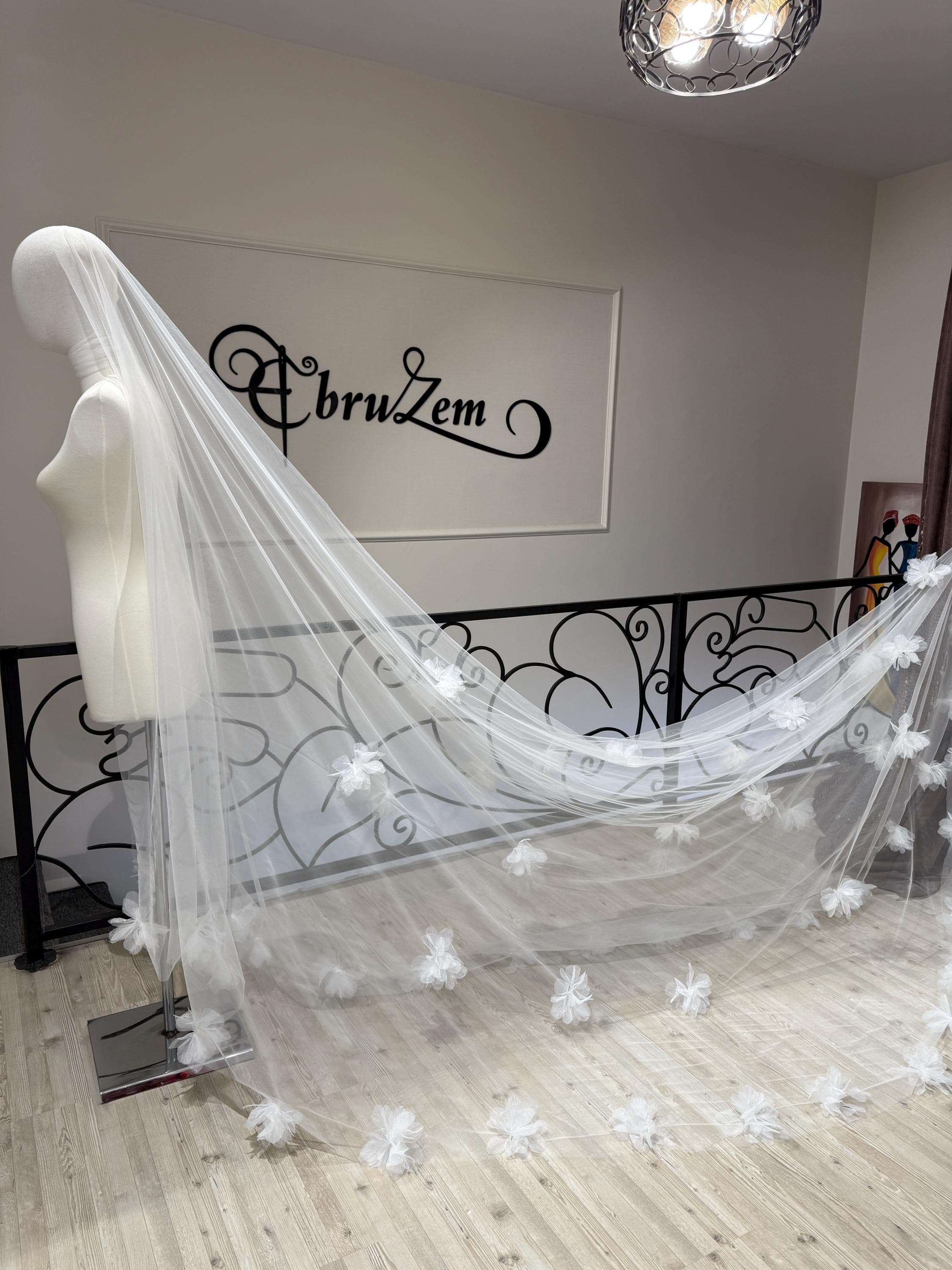 Flower Accent Veil | Romantic Bridal Tulle - image 4