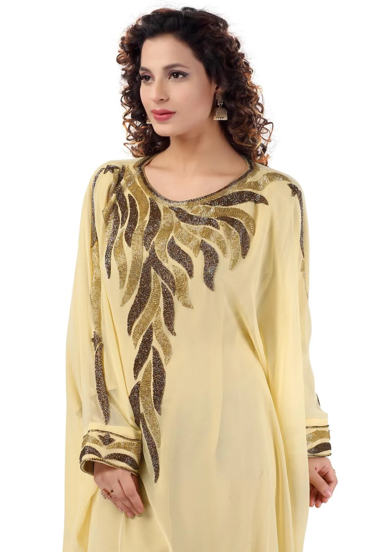 Sequin Kaftan Abaya: Georgette Chiffon Islamic Dress, Modest Party Outfit_KAF-2025 - image 5