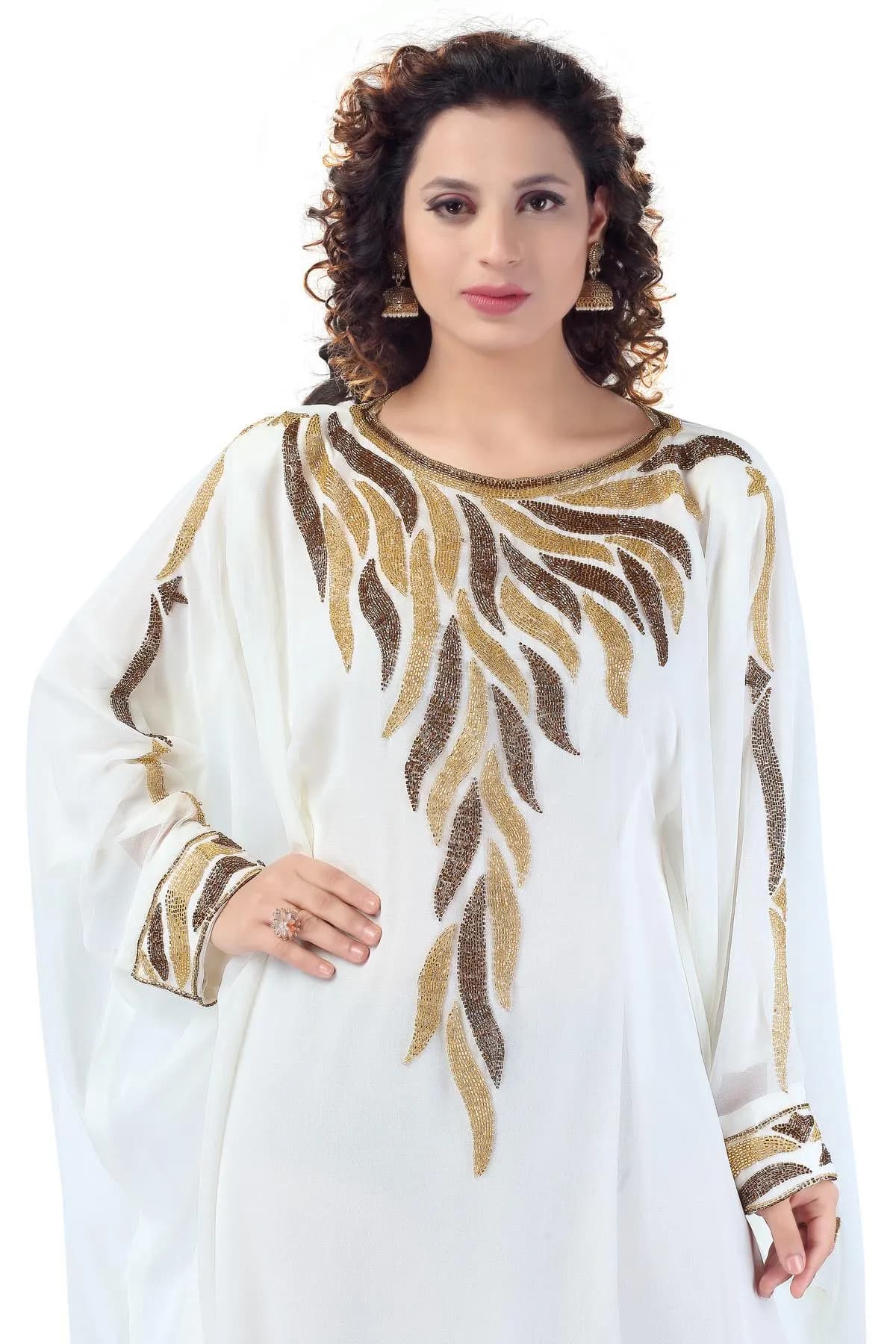 Sequin Kaftan Abaya: Georgette Chiffon Islamic Dress, Modest Party Outfit_KAF-2025 - image 3