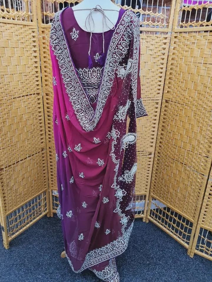 Party Wear Stone Saree Indian Pakistani Designer Stylish  Sari with Blouse_SA-2730 - image 2
