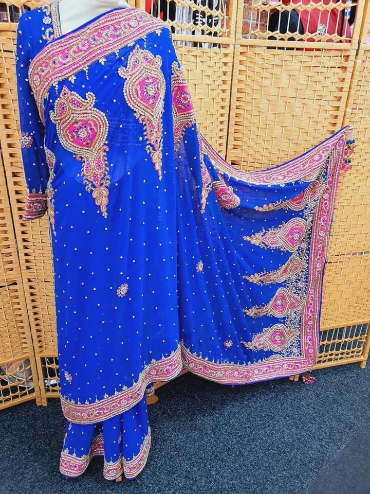 Indian Pakistani Designer Party Wear Stylish Stone Saree Sari with Blouse_SA-1077 - image 4