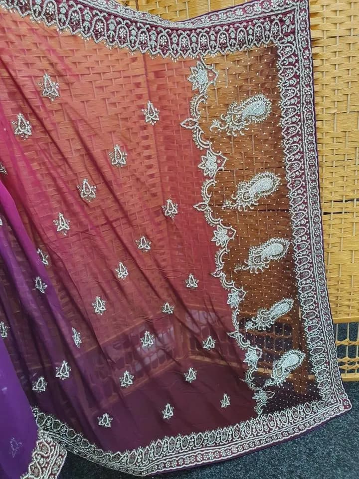 Party Wear Stone Saree Indian Pakistani Designer Stylish  Sari with Blouse_SA-2730 - image 3