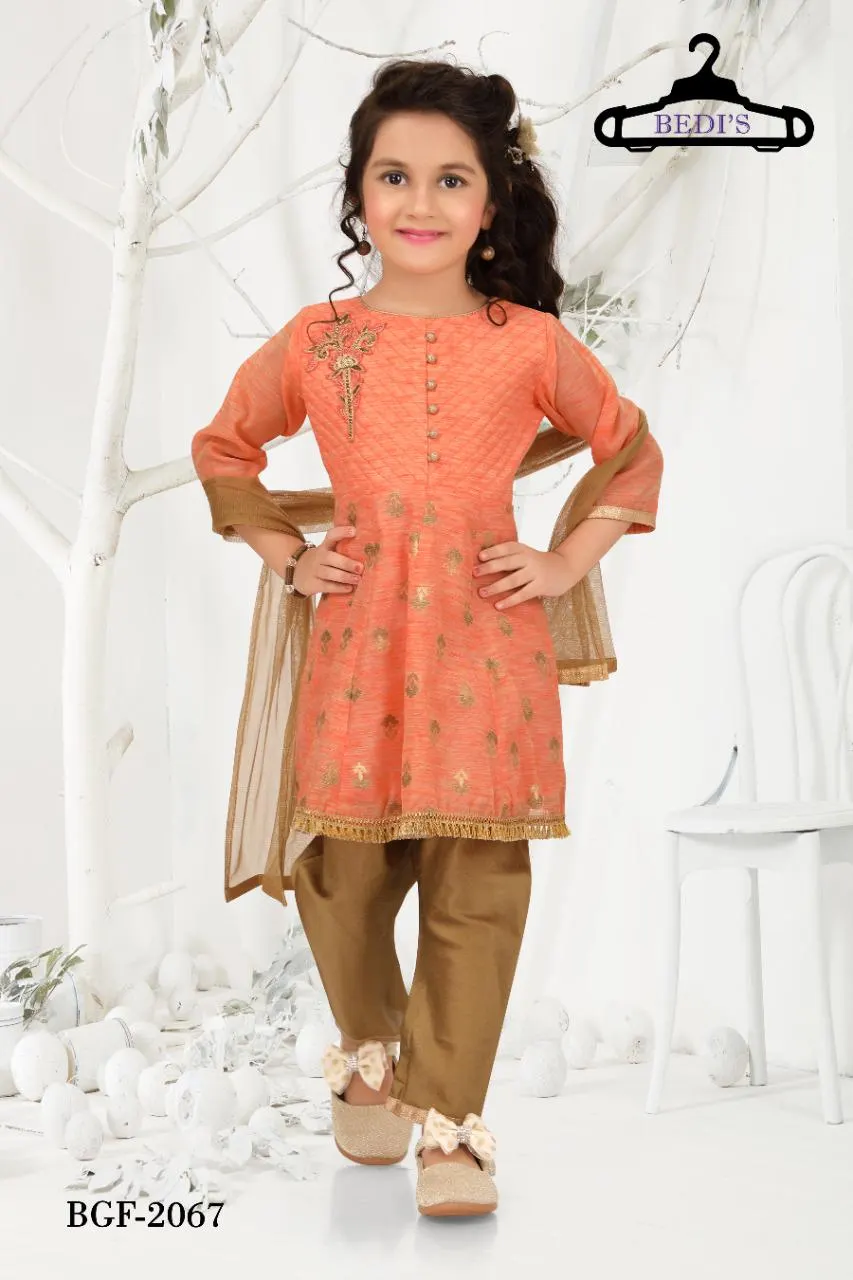 Girl's Anarkali Dress: Indian Pakistani Frock, 3-Piece Party Wear (0-5yrs)
