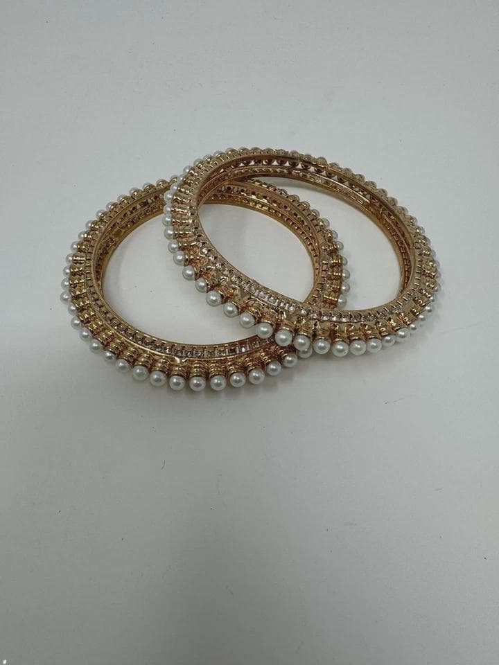 Diamante Ethnic Pearl Bangle Kangan Chudi Handchain Bracelet 2.4 2.6 2.8_PB-18810 - image 5