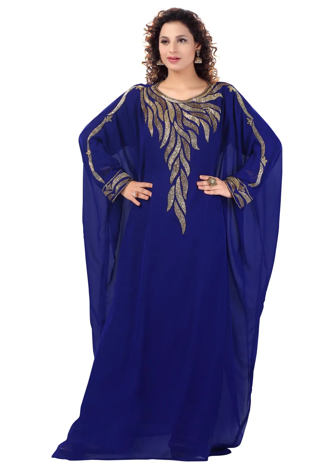 Sequin Kaftan Abaya: Georgette Chiffon Islamic Dress, Modest Party Outfit_KAF-2025 - image 4