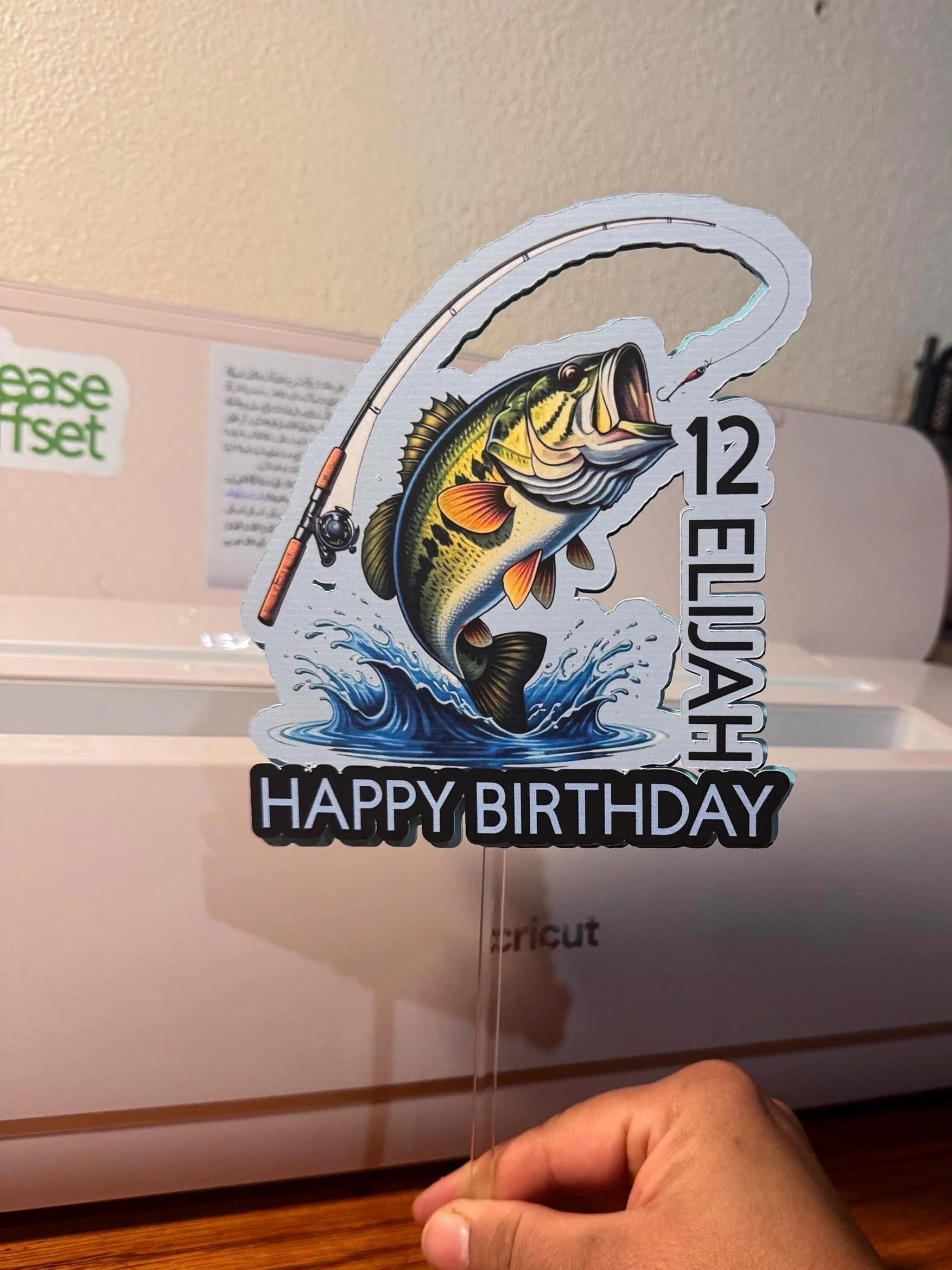 Cake toppers fishing fisherman saltwater  custom personalized name age and theme