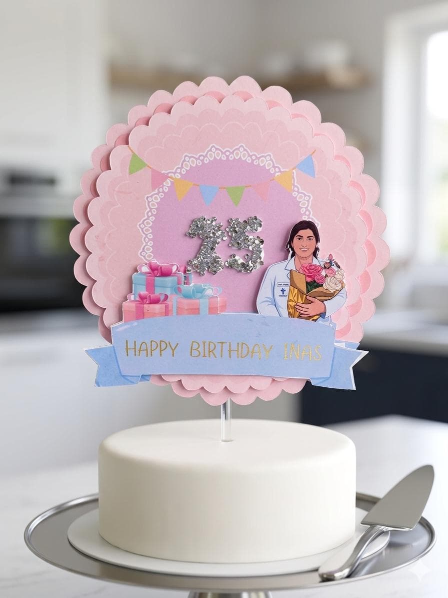 Custom Made 3D Layered Cake Topper personalized age and name theme - image 3