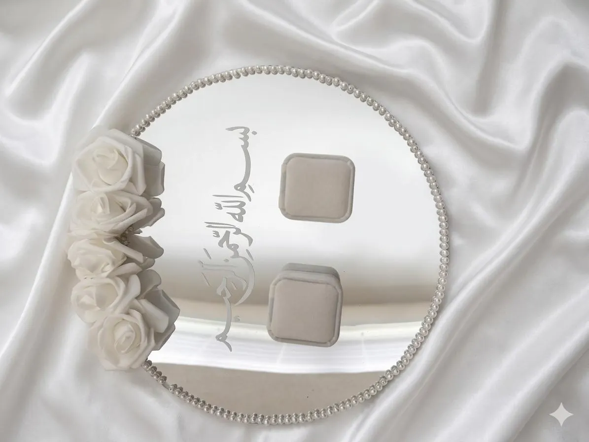 Personalized Acrylic Tray  Nikah Wedding Engagement Ring Tray: Custom Arabic Calligraphy   light weight - image 3