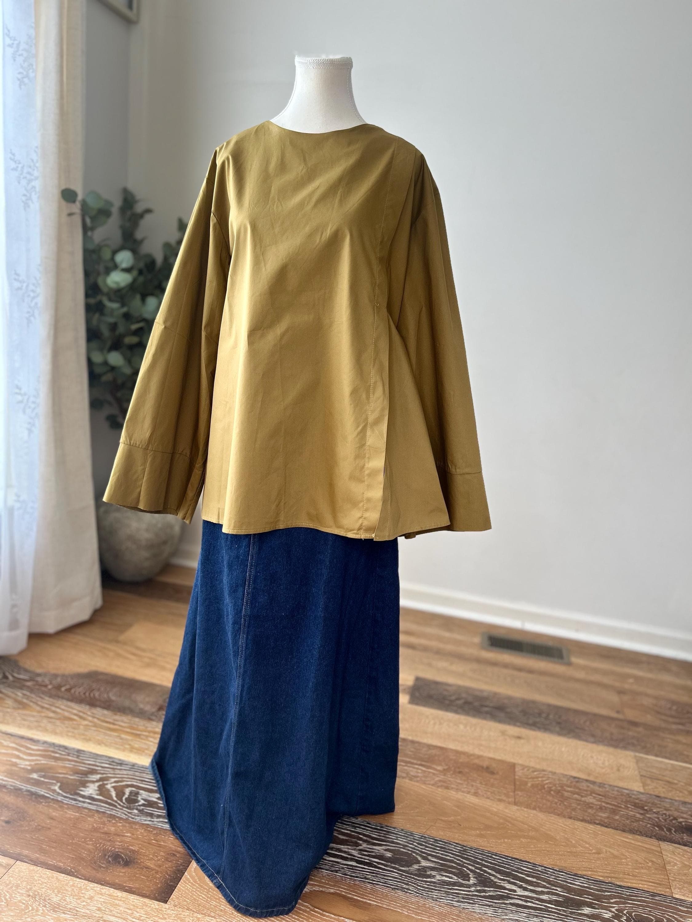 Oversized Cotton Modest Top for Women | Abaya Style Blouse | Loose Fit Muslim Long Sleeve Shirt | Islamic Modest Clothing - image 3