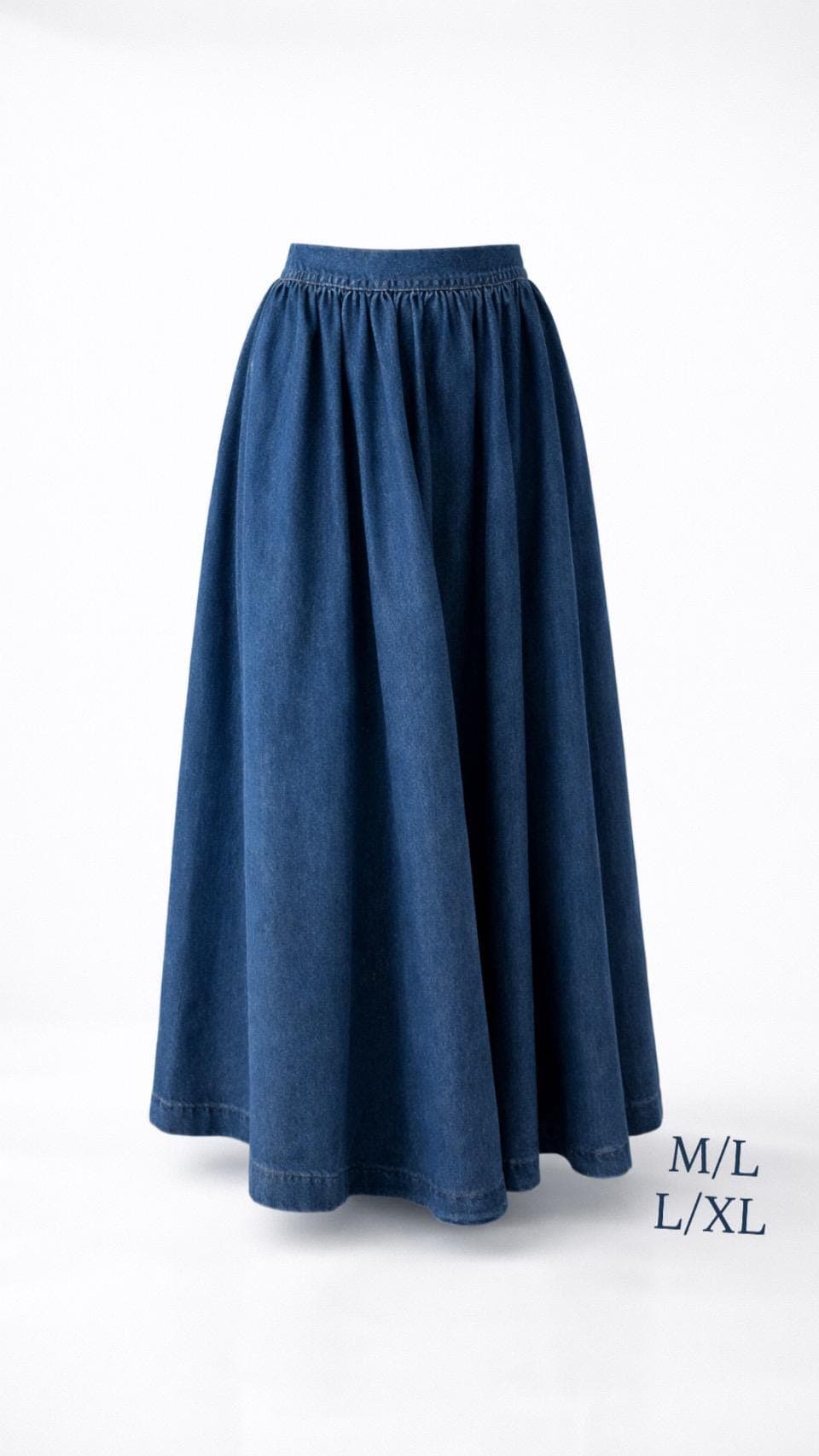 Maxi Denim Skirt Women Modest Cotton Skirt Long Jean Skirt High Waisted Elastic Waist A Line Skirt Modest Fashion Summer Fall Outfit