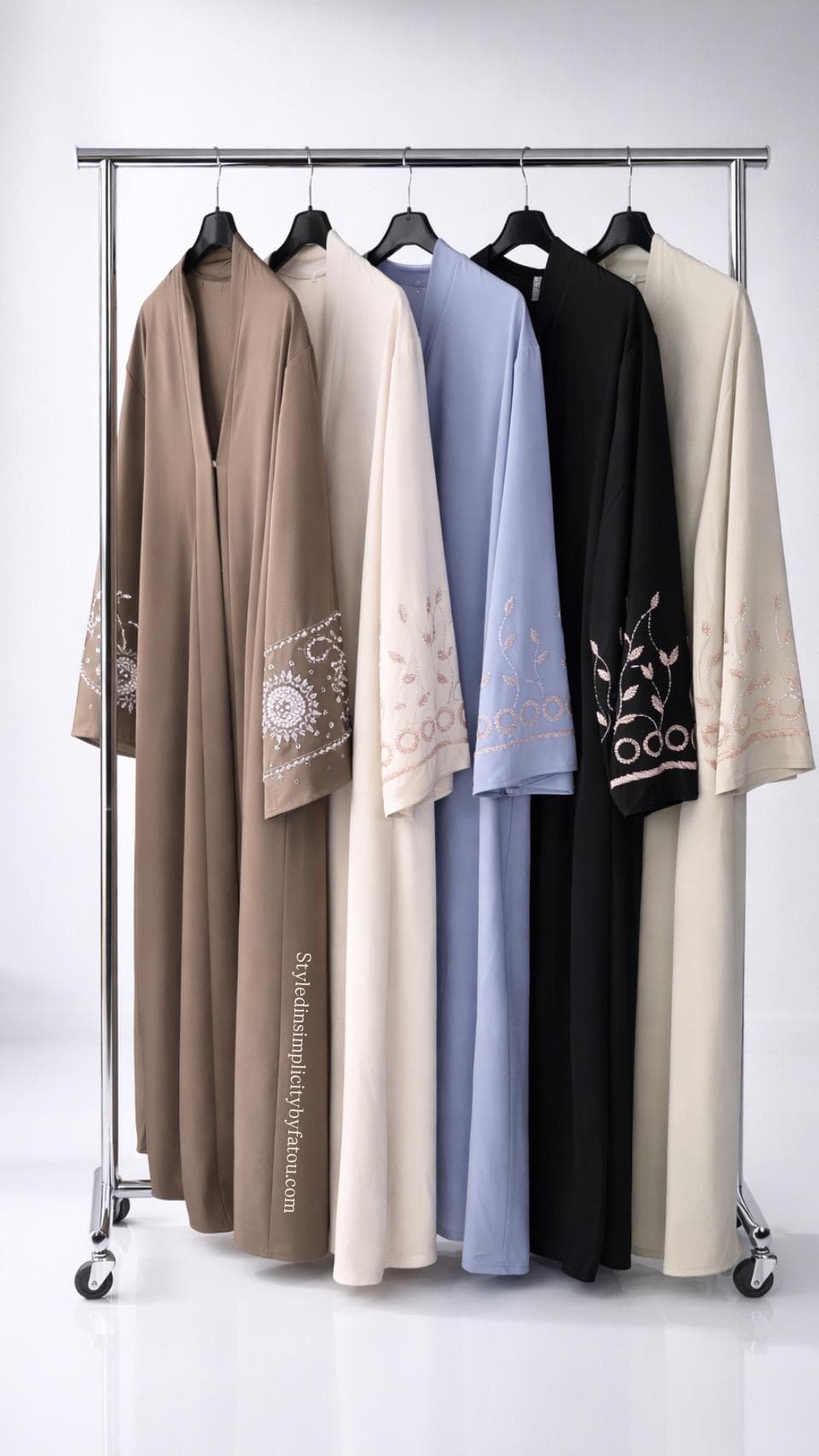 Luxury Eid Abaya with Pearl Embroidery | Elegant Ramadan Modest Dress | Muslim Open Abaya for Women | Eid Outfit - image 5