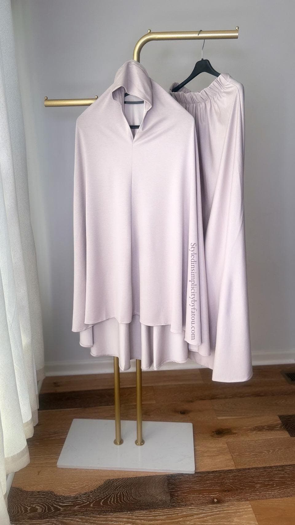 Women's Prayer Abaya Skirt & Hijab Set: Solid Muslim Dress