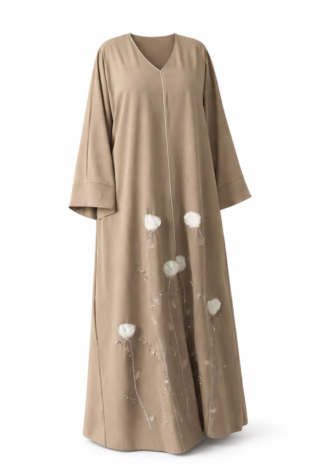 Eid Abaya Dress for Women | Luxury Embroidered Kaftan Abaya | Modest Muslim Maxi Dress | Ramadan Islamic Clothing | Elegant Open Front Abaya