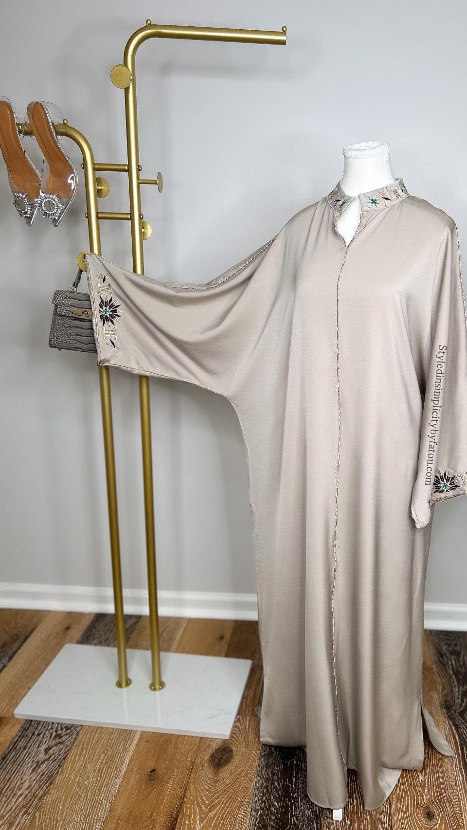 Elegant Lightweight Abaya Dress Women | Modest Dinner Abaya Long Sleeve | Minimalist Embroidered Abaya | Loose Fit Modest Maxi Dress USA - image 5