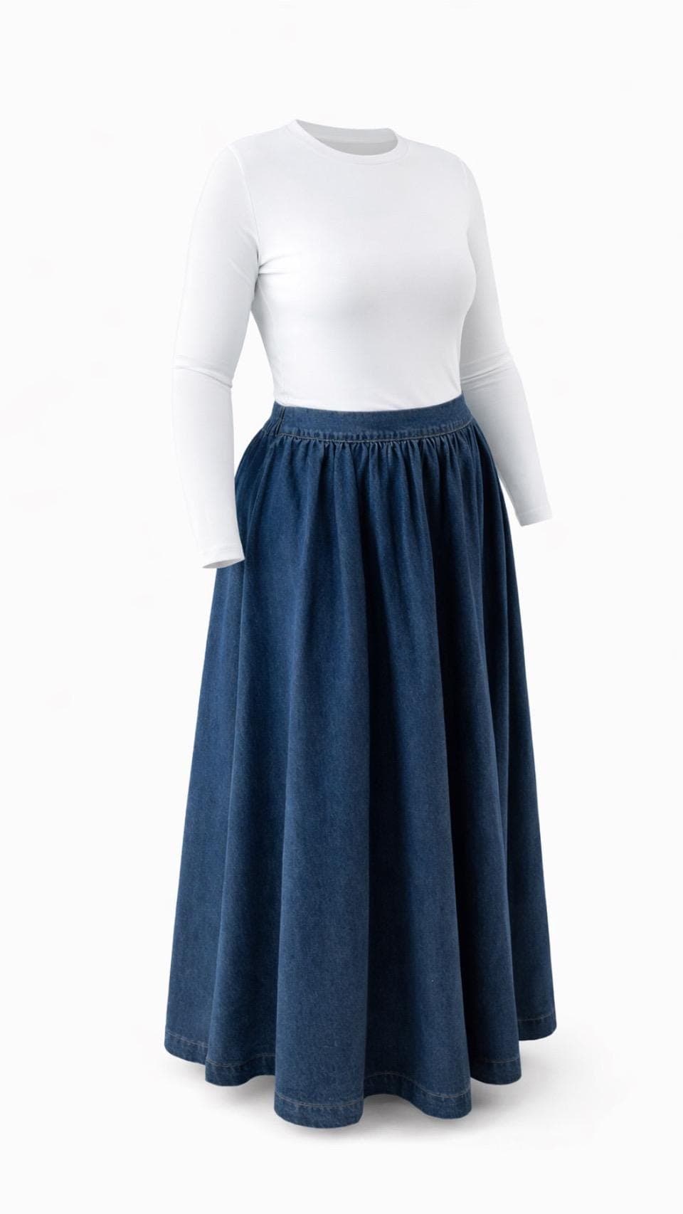 Denim Maxi Skirt Women Modest | High Waisted Long Jean Skirt | Modest Outfit Abaya Style Skirt | Spring Summer Cotton Denim Skirt USA - image 5
