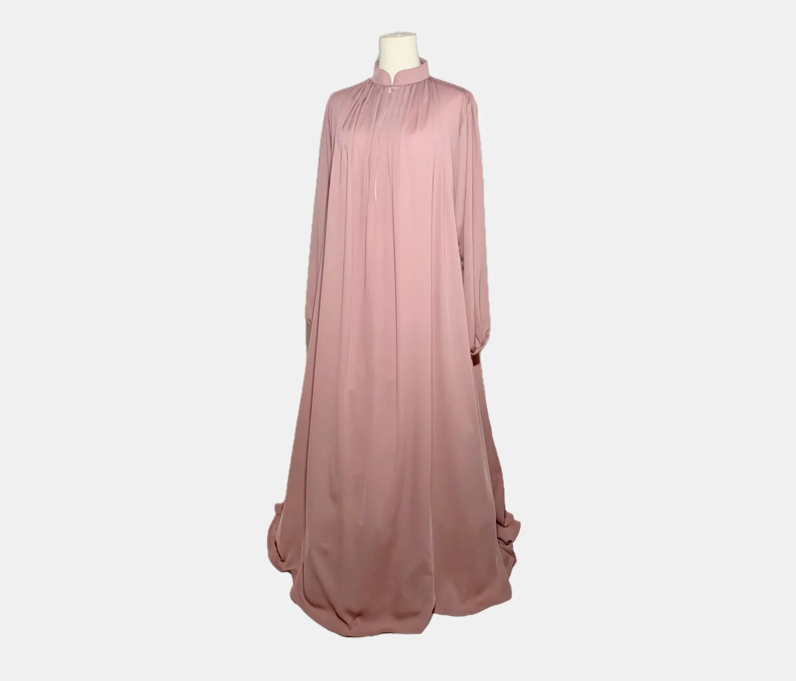 SALIHAAT Pastel Pink Collar Pleats Abaya