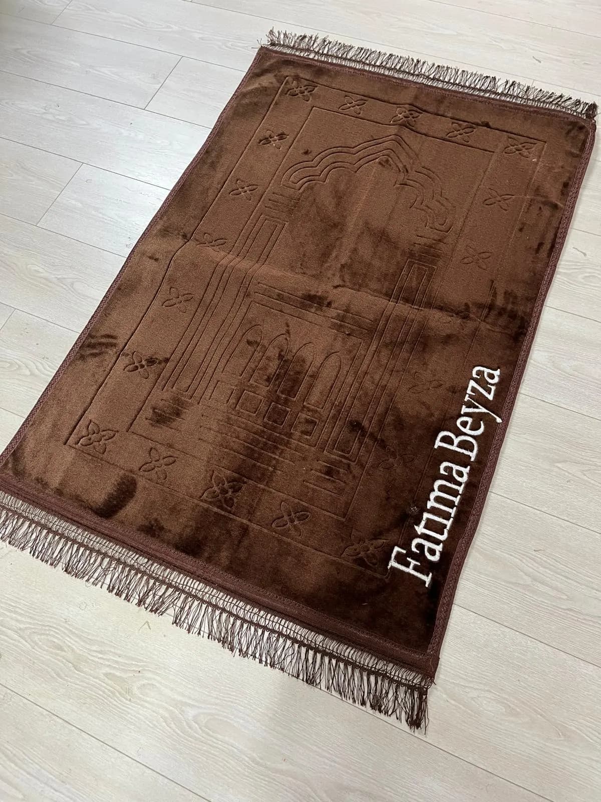 Pink Plush Prayer Rug Gift with Name, Padded Antislip Turkish Prayer Mat, Muslim Women Gift, Large Thick Namaz Carpet for Adults, Janamaz - image 5
