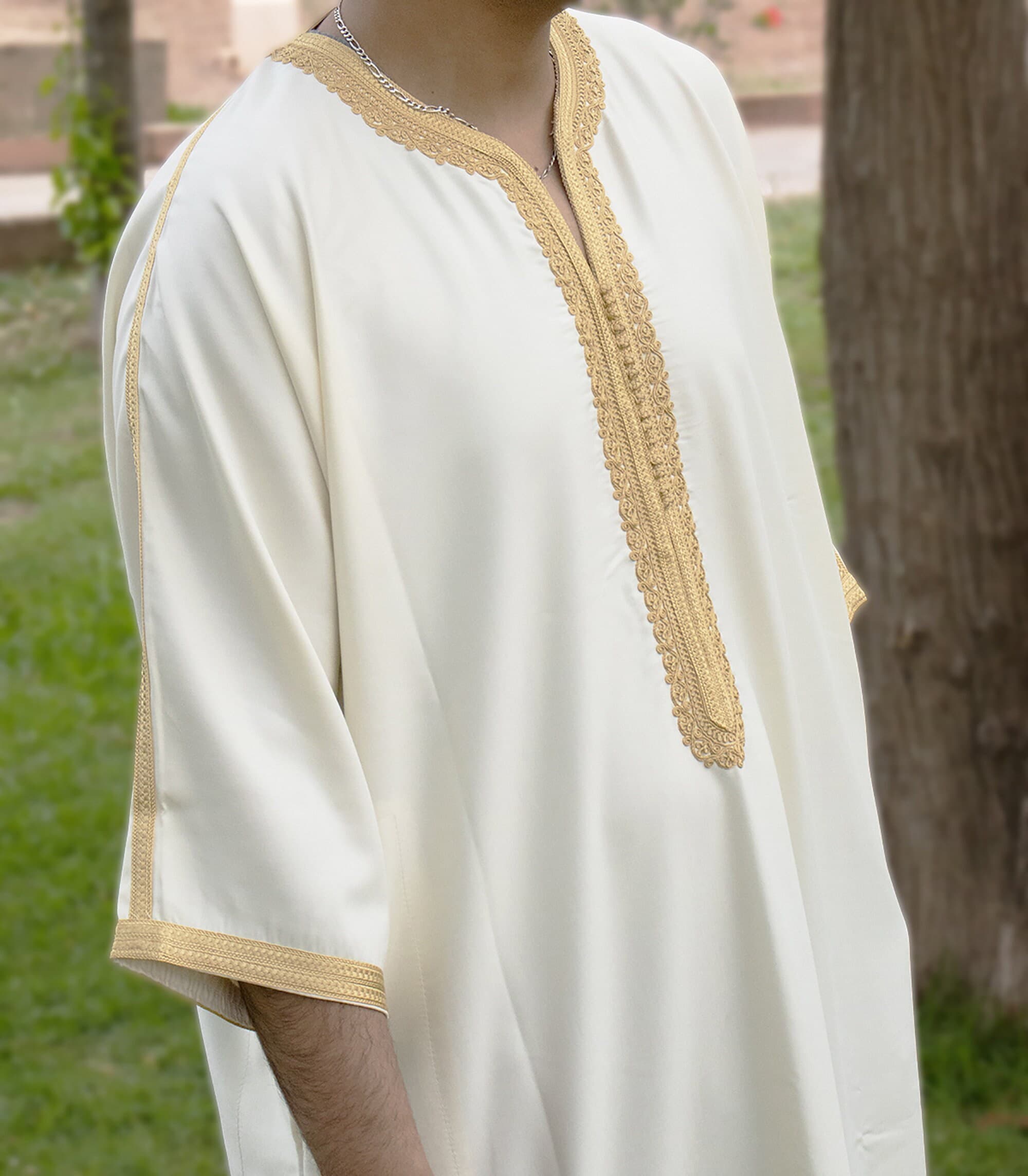 Moroccan Gandoura Men Kaftan | Handmade Embroidered Thobe Jubba | Eid Ramadan Gift Him - image 5