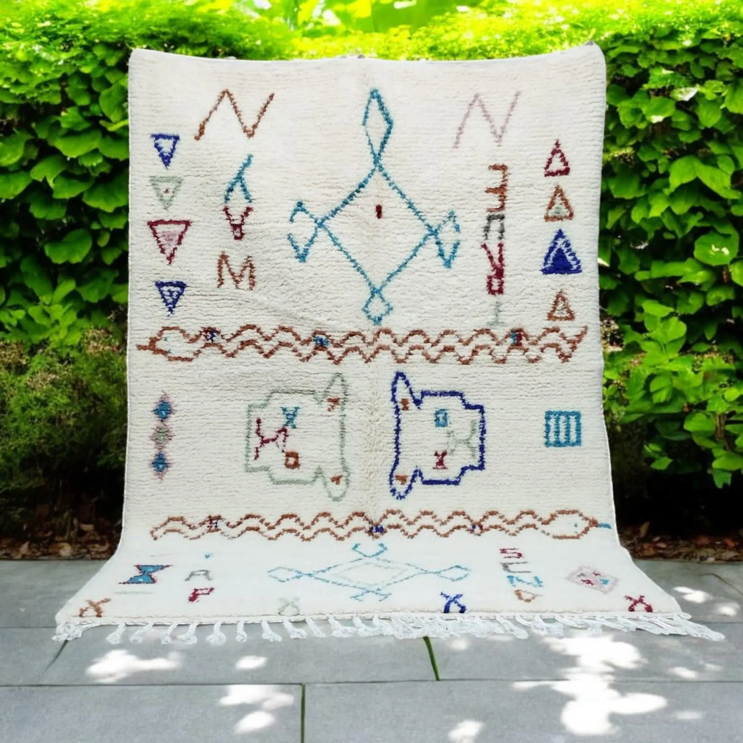 Beni Ourain Rug Custom | Moroccan Wool Area Rug | Handwoven Berber Geometric Carpet | Boho Tribal