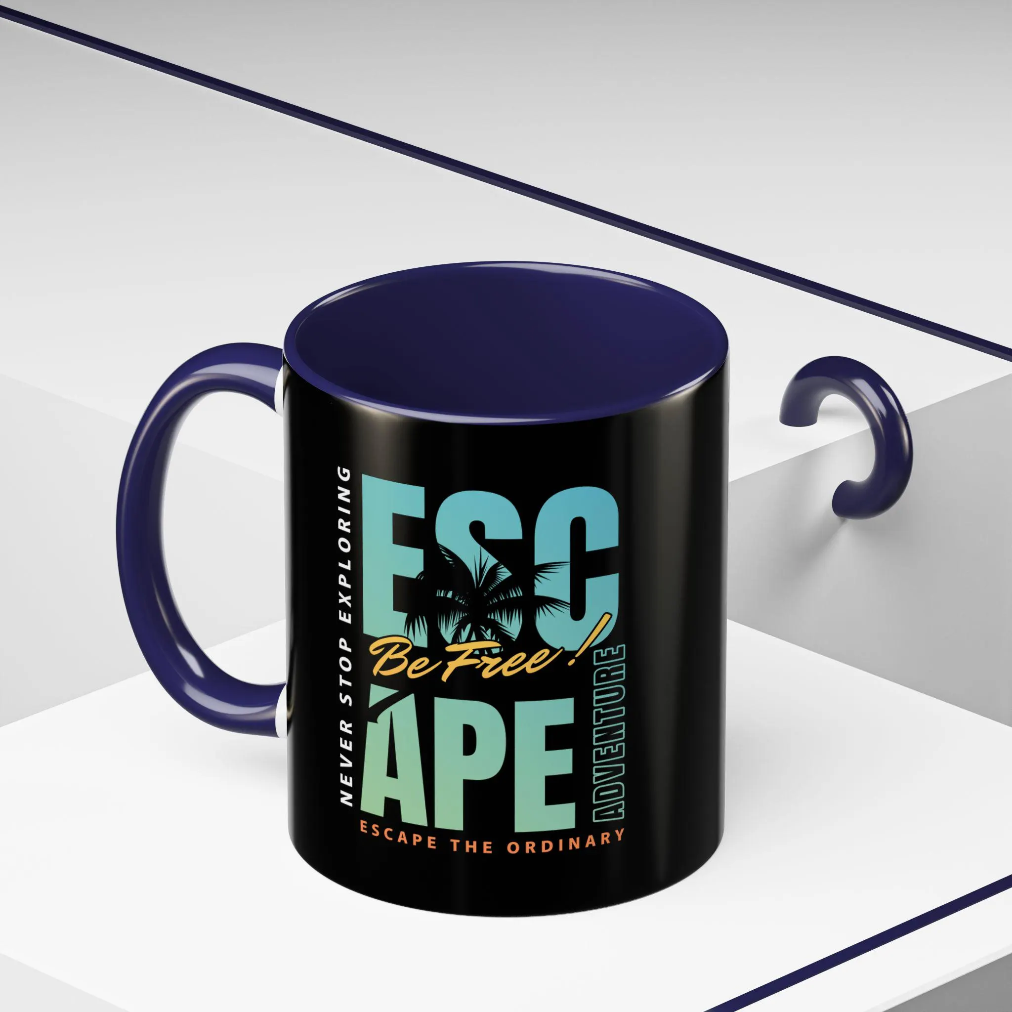 Escape Adventure Be Free Coffee Mug | 11oz 15oz Accent Mug, Tropical Palm Design - image 3