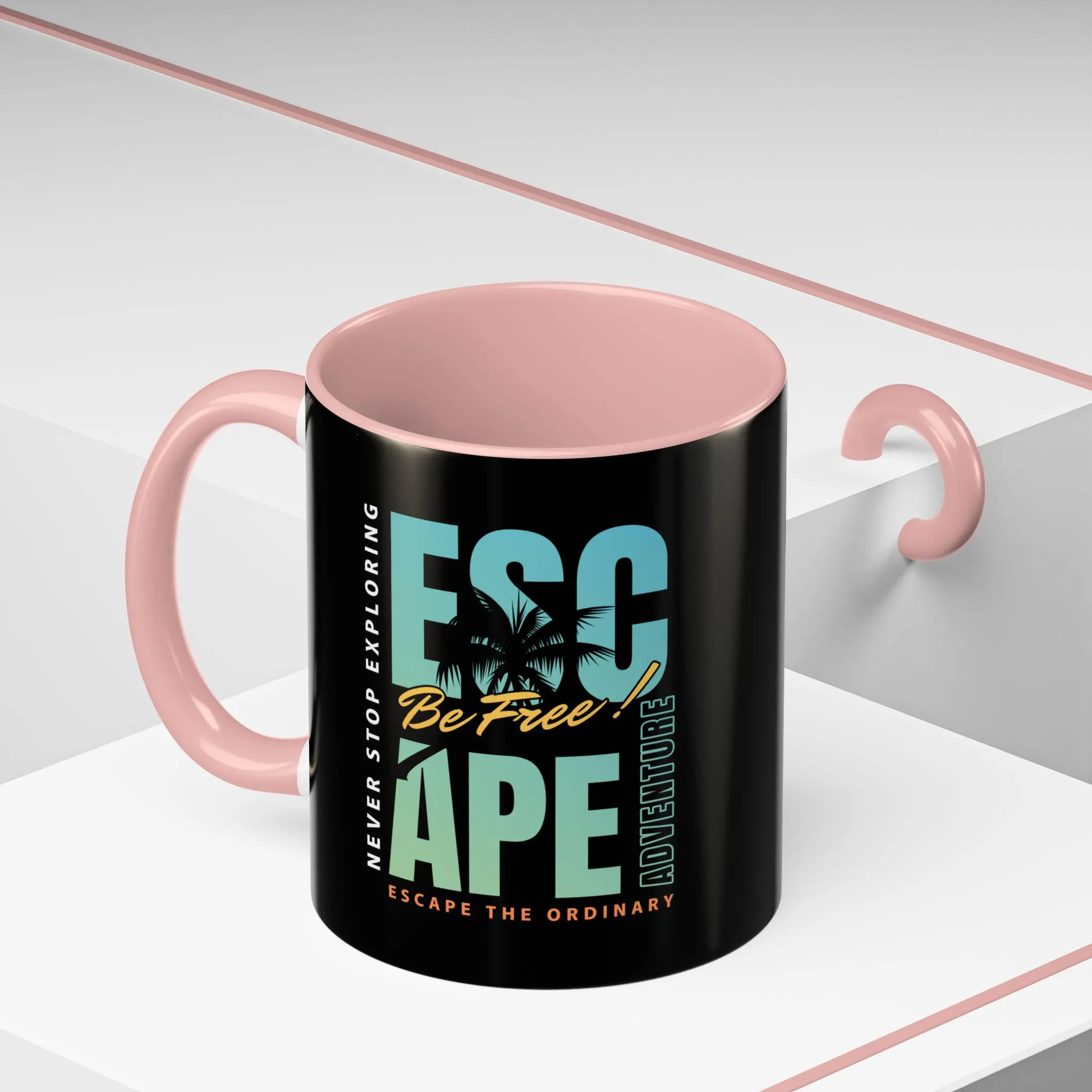Escape Adventure Be Free Coffee Mug | 11oz 15oz Accent Mug, Tropical Palm Design - image 4