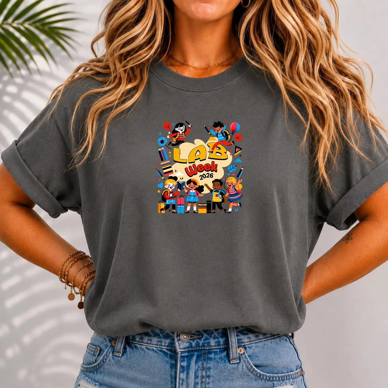 Lab Story Crew T-shirt | Cartoon Kids Characters, Playful Badge - image 4