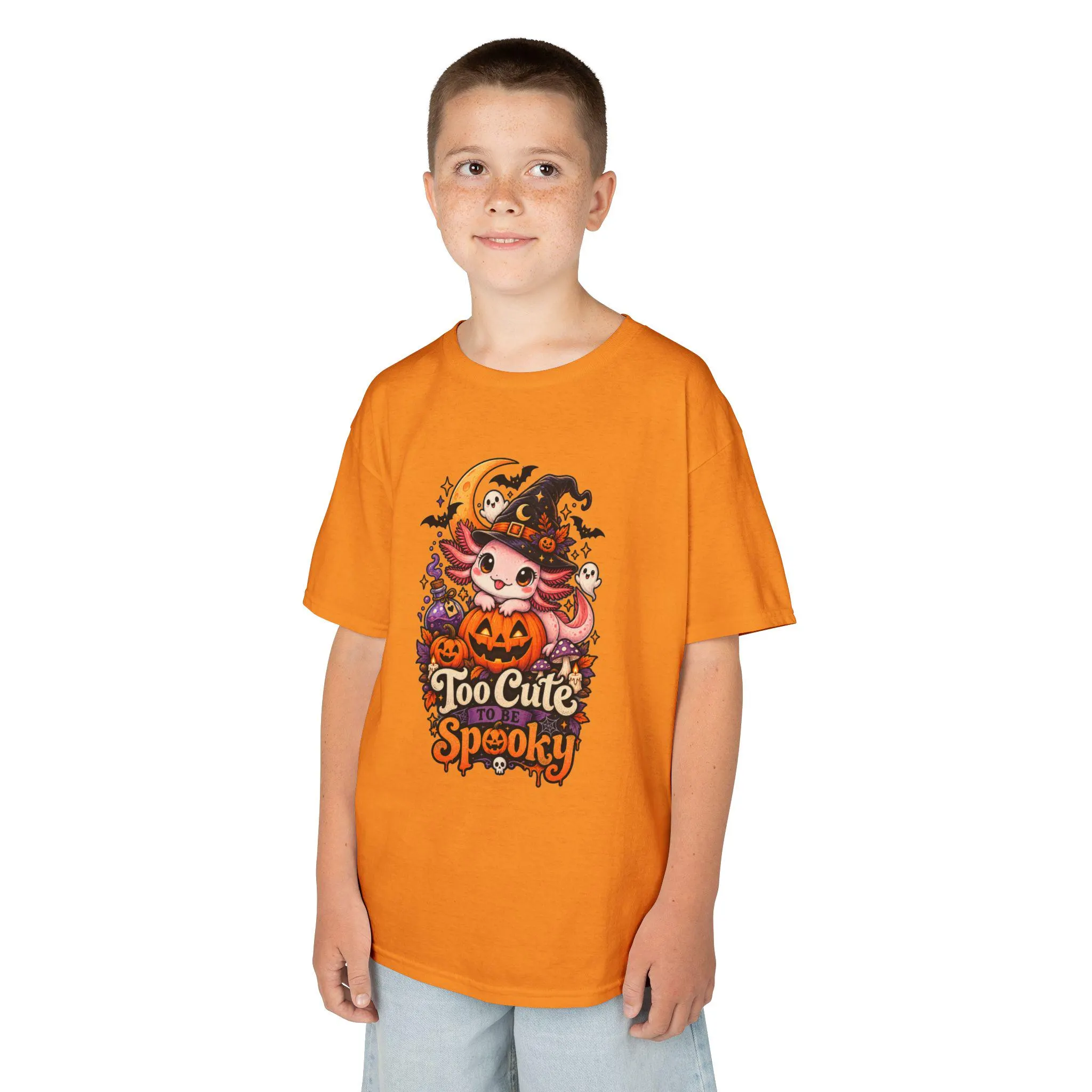 Spooky Kids T-Shirt: Halloween Kitten Witch Pumpkin Design