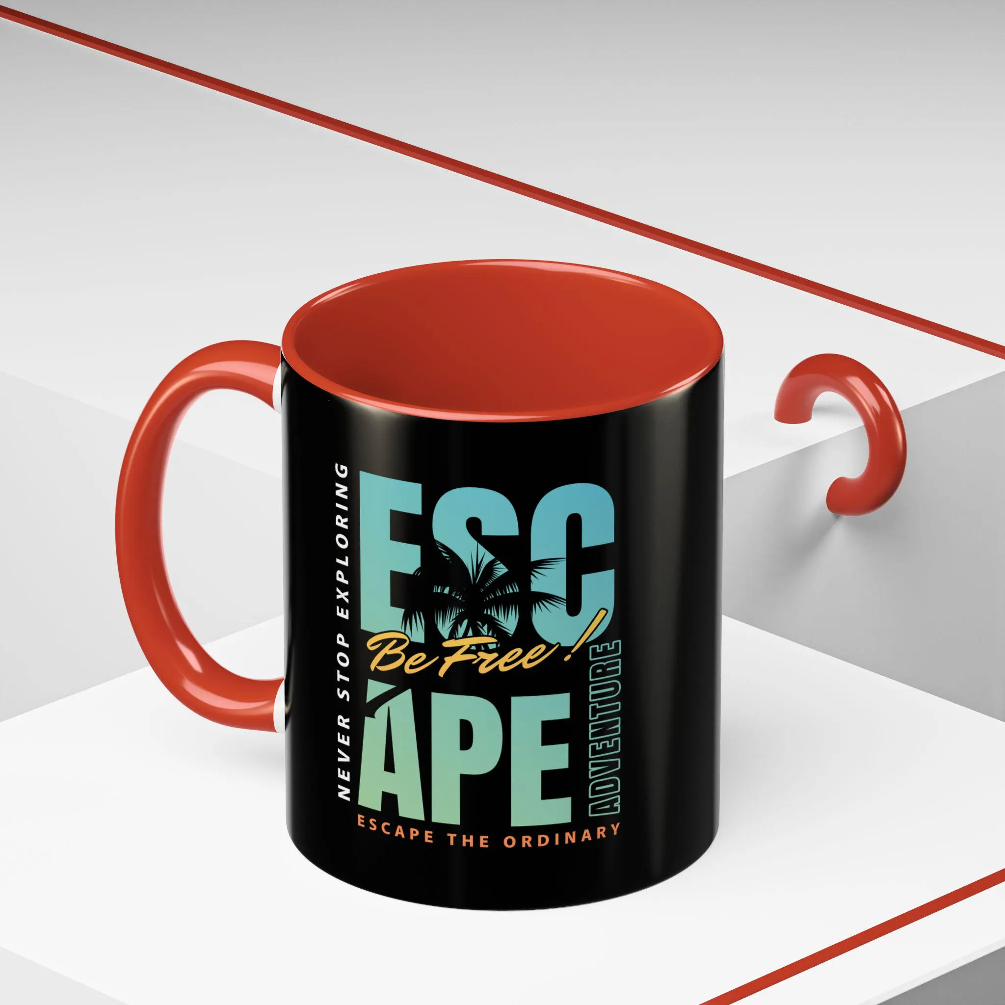 Escape Adventure Be Free Coffee Mug | 11oz 15oz Accent Mug, Tropical Palm Design - image 5