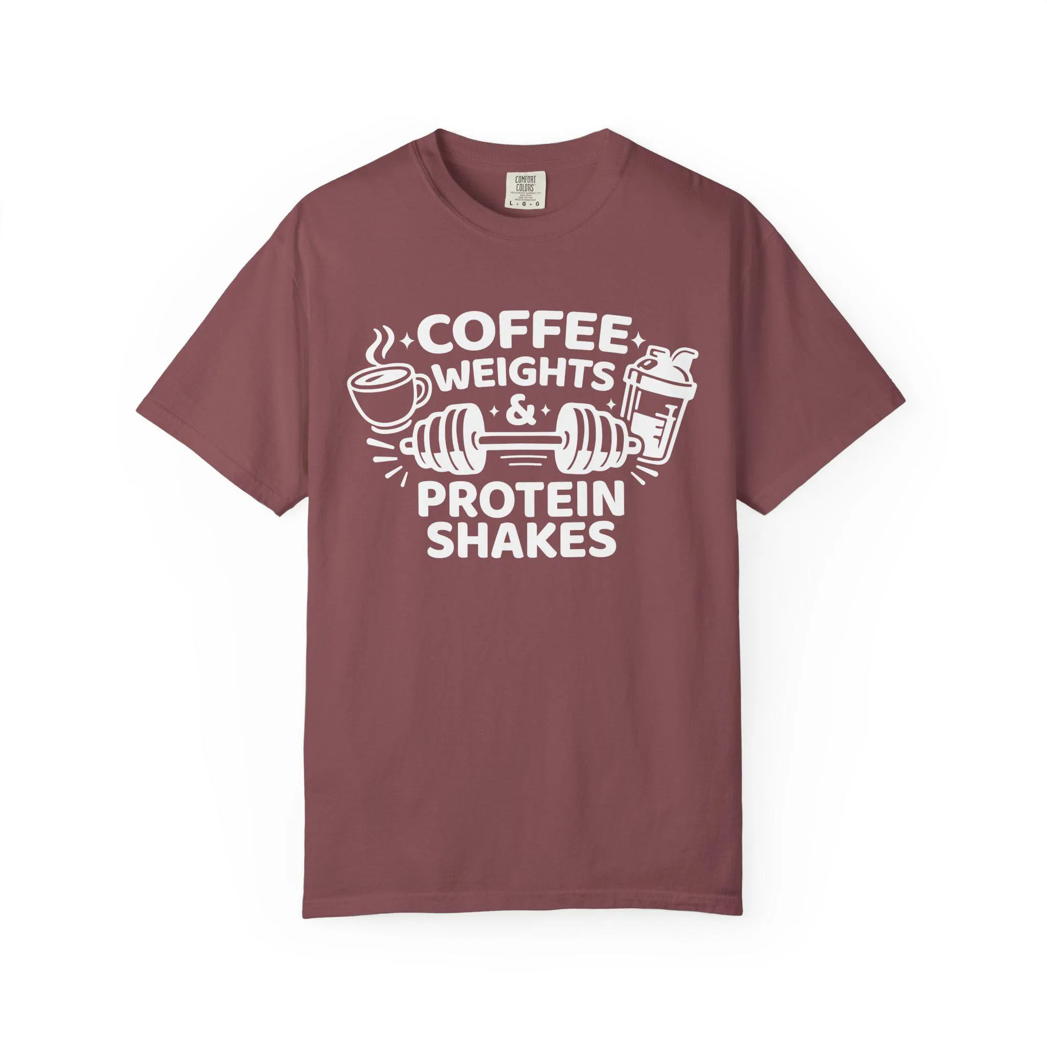 Coffee Weights & Protein Shakes T-shirt | Fitness Coffee Workout Tee - image 5