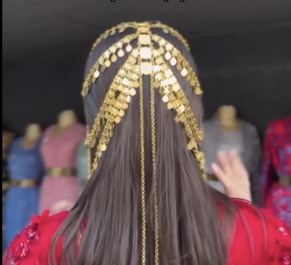Kurdish Golden Bridal Hair Accessory – Traditional Middle Eastern Wedding Headpiece with Coins, Handmade Hair Jewelry for Henna Kaftan Abaya - image 5