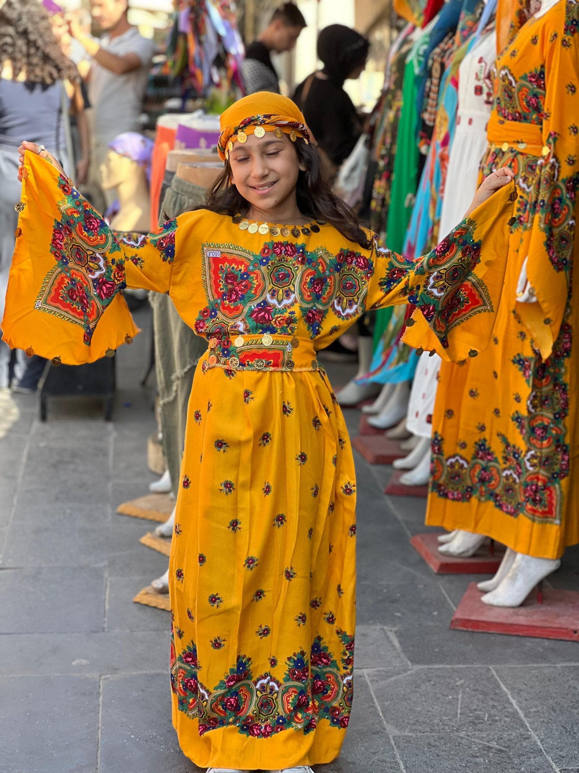 Traditional Kurdish Girls Children Dress – Floral Hamavi Kids Kaftan, Kras Fistan Outfit for Newroz, Wedding & Cultural Events - image 4
