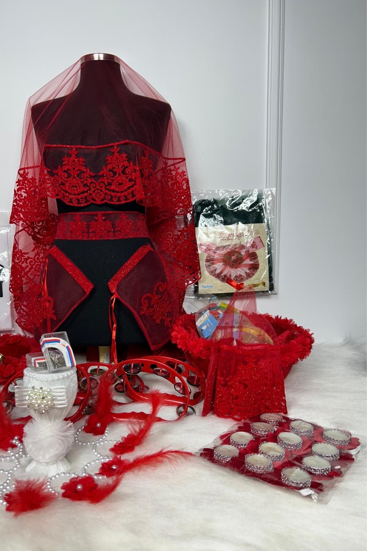 Luxury Henna Night Set 333 pcs | Red Kurdish Arab Wedding Bridal Kit | Bride & Groom Henna Ceremony Accessories - image 4