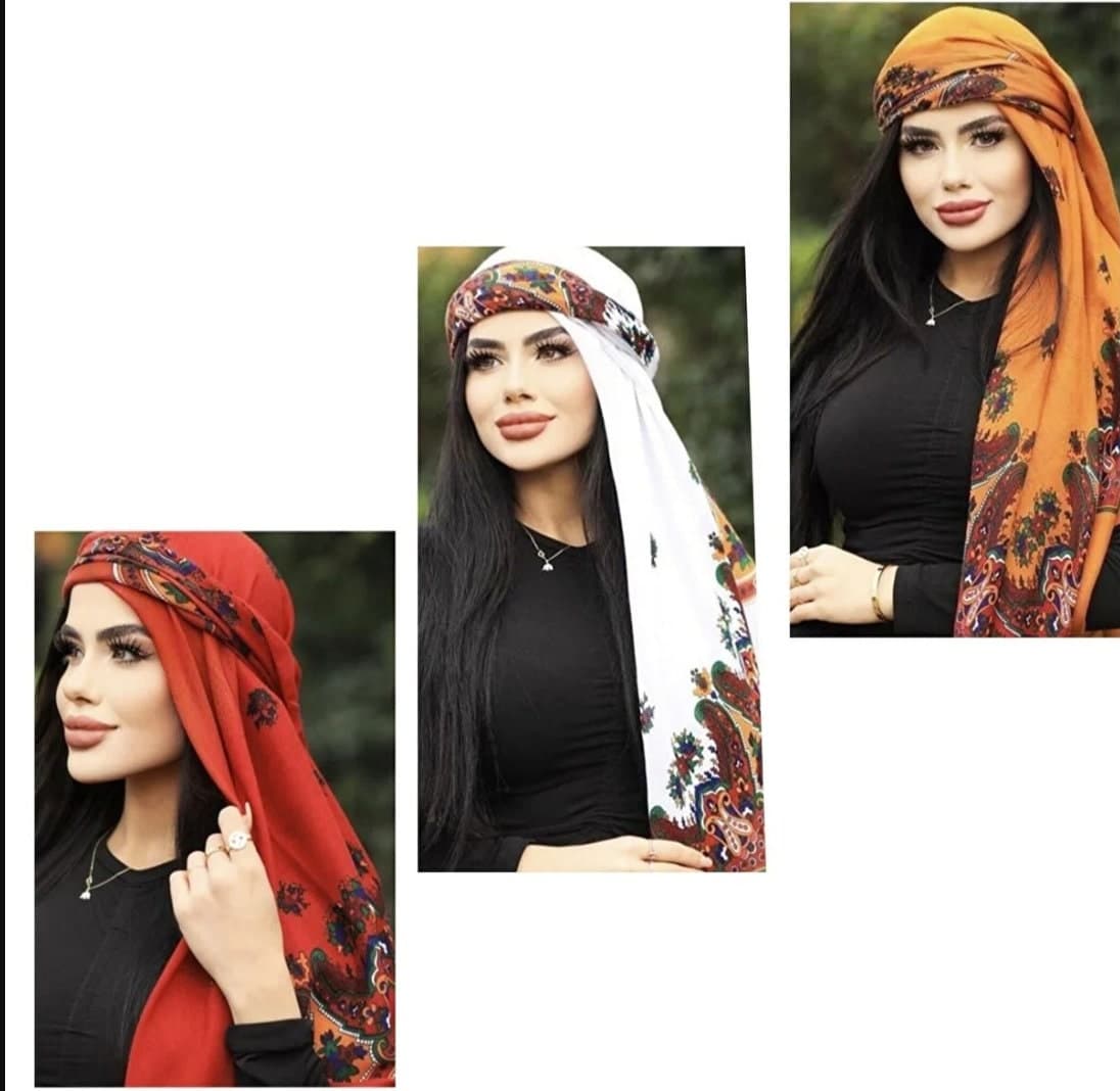 Kurdish shawls 3 pieces, Mardin Local Hamavi Shawl, colorful shawls, Fashion scarf, Anatolian Shawl, Kurdish Scarves, Midyat, Assyrian