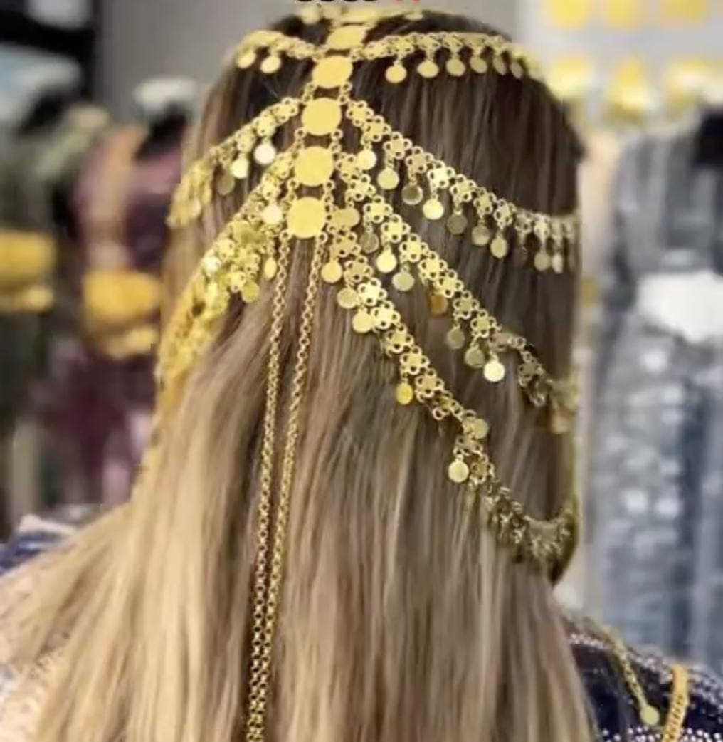 Kurdish Golden Bridal Hair Accessory – Traditional Middle Eastern Wedding Headpiece with Coins, Handmade Hair Jewelry for Henna Kaftan Abaya - image 3