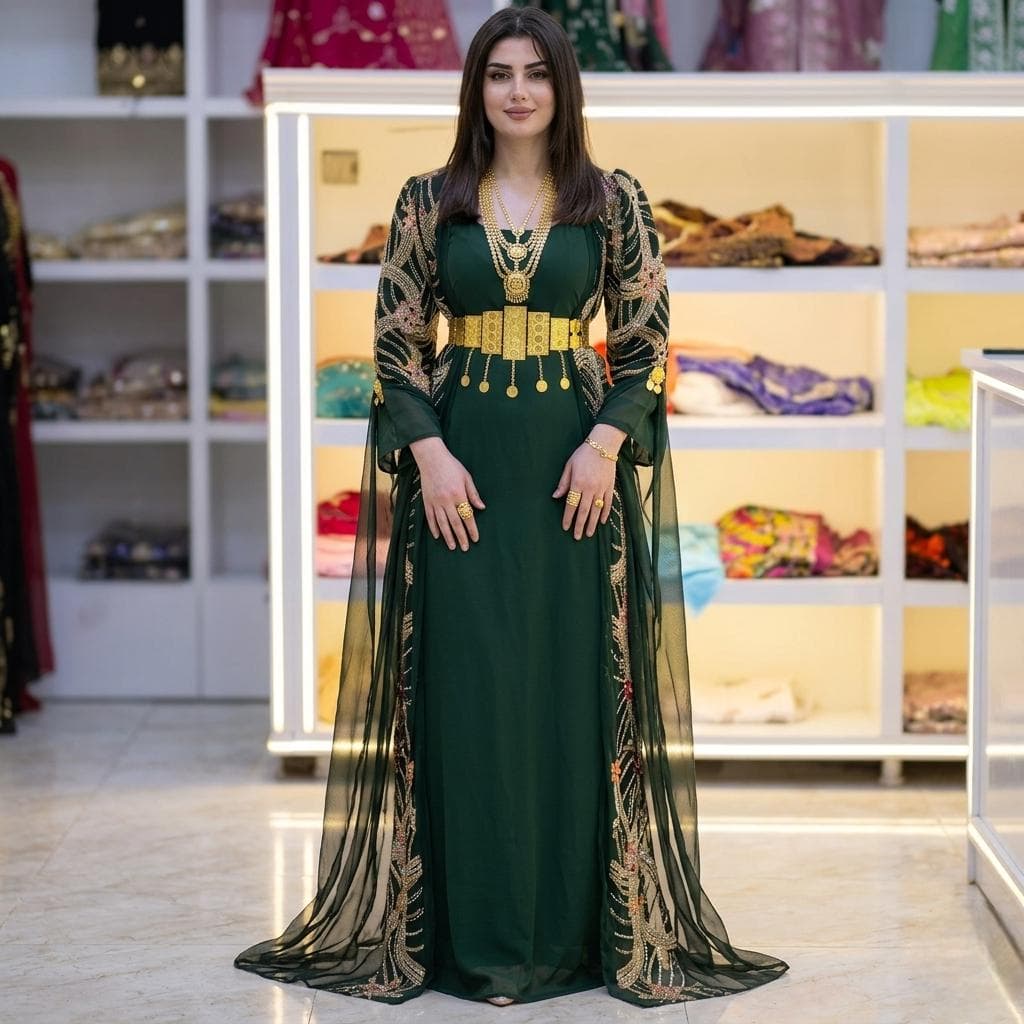 Kurdish Dress Traditional Kaftan Abaya, Kras Fistan Newroz Wedding Outfit One Size