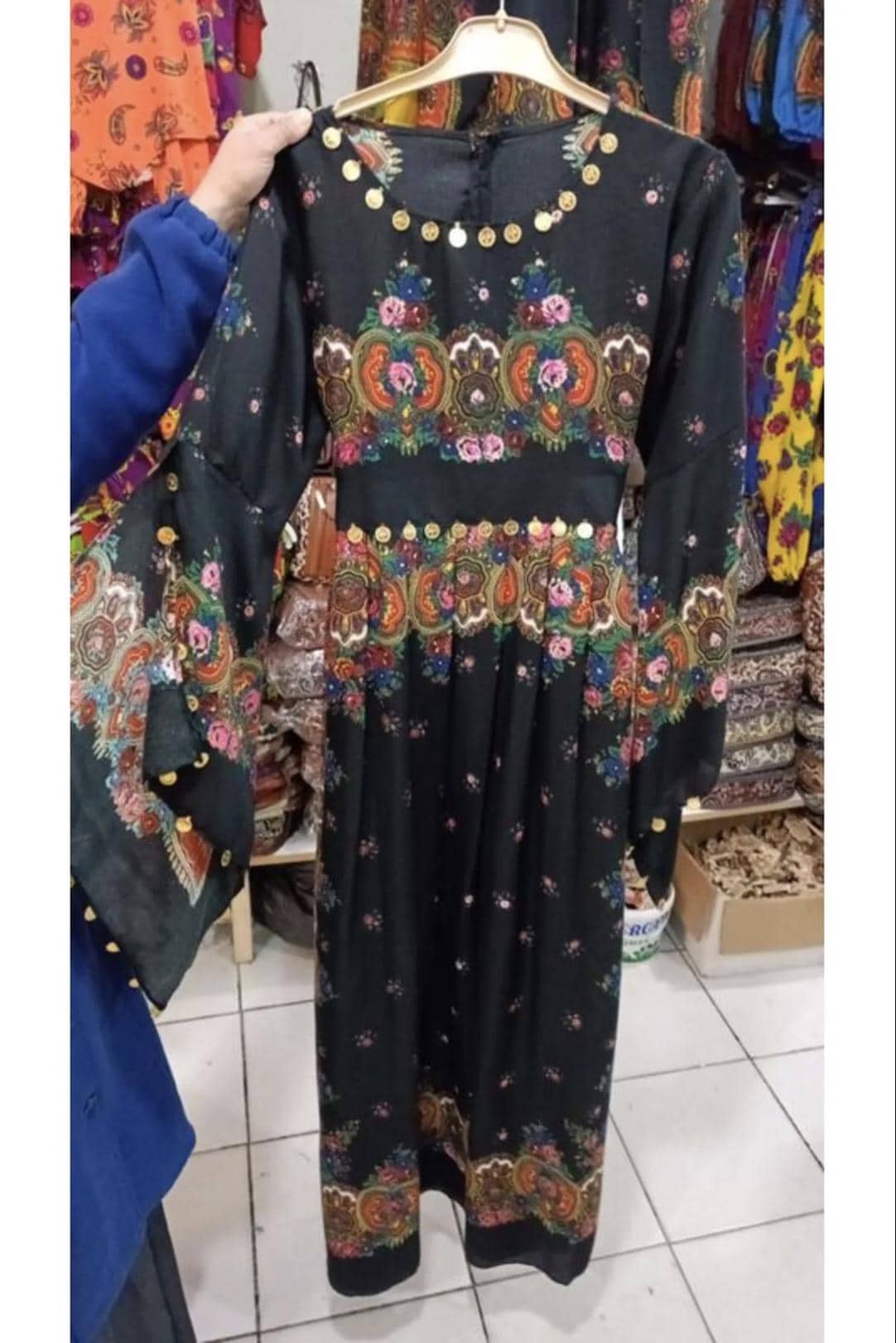 Kurdish Dress Traditional Kaftan Abaya, Kras Fistan Newroz Wedding Outfit Standart Size Black