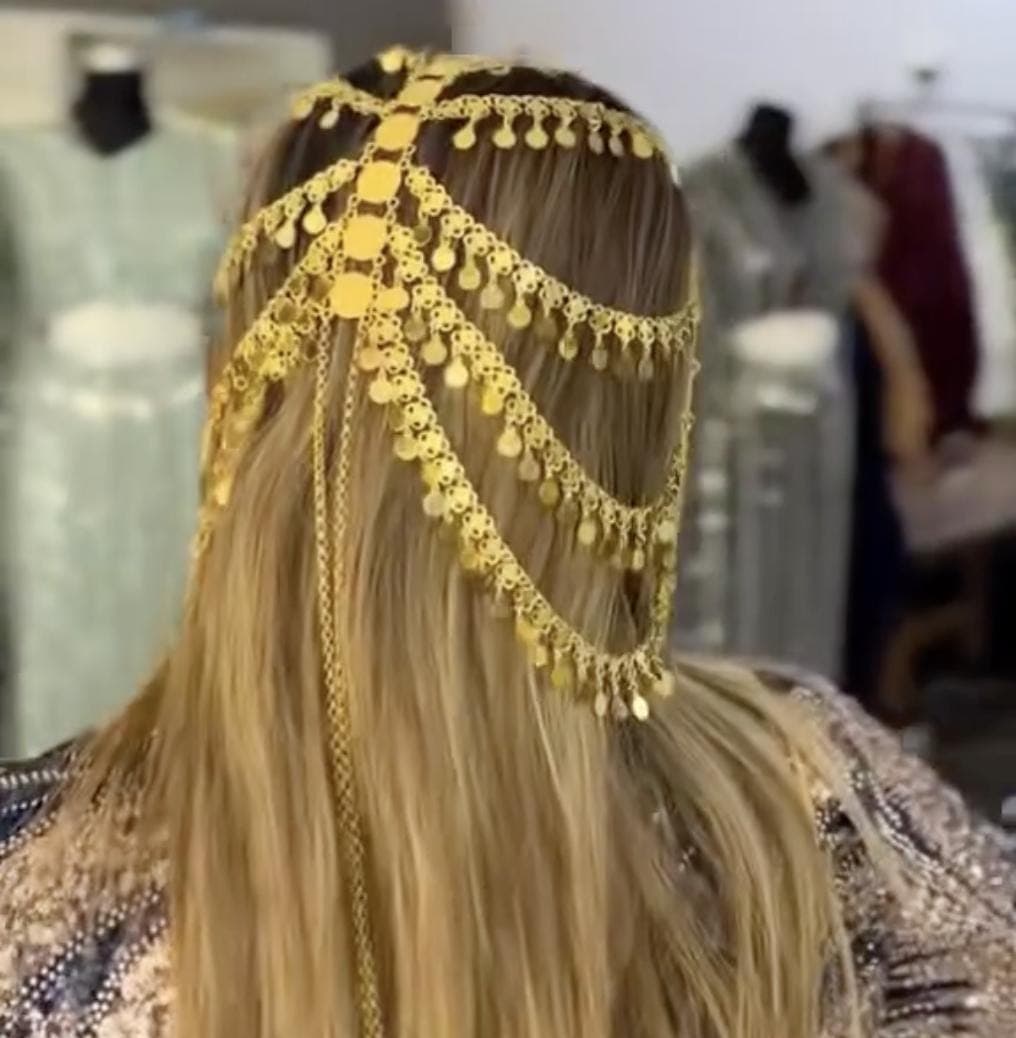 Kurdish Golden Bridal Hair Accessory – Traditional Middle Eastern Wedding Headpiece with Coins, Handmade Hair Jewelry for Henna Kaftan Abaya - image 4